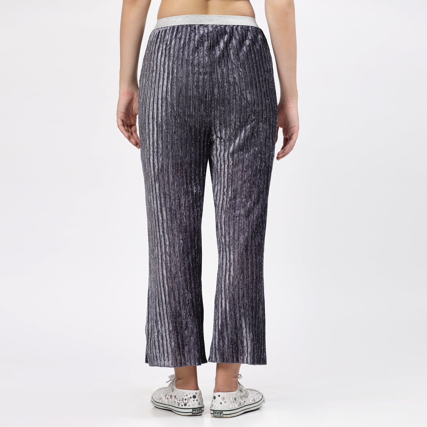 Grey Velvet Bell Bottom Plazzo, Velvet Bell Bottom Pants , Stylish Women pants , Floral print palazzos