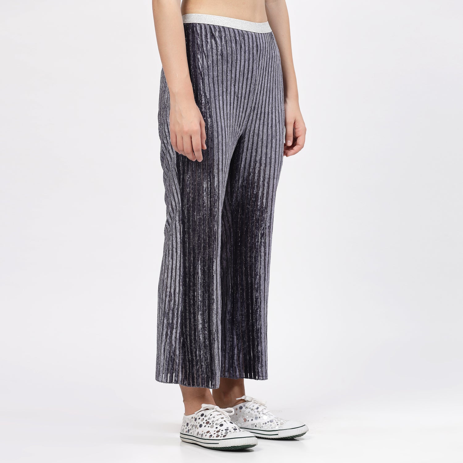 Grey Velvet Bell Bottom Plazzo, Velvet Bell Bottom Pants , Stylish Women pants , Floral print palazzos