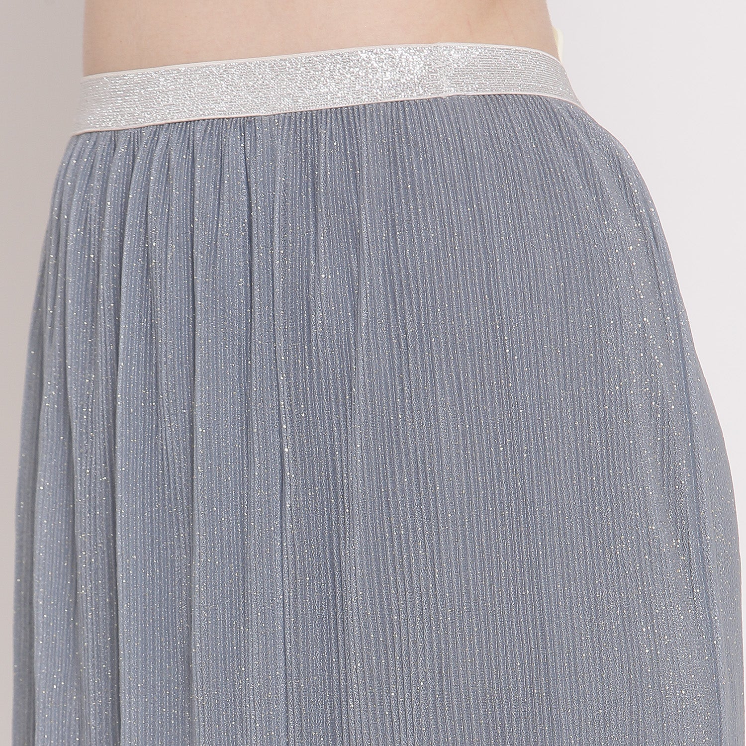 Grey Plisse Asymmetric Skirt