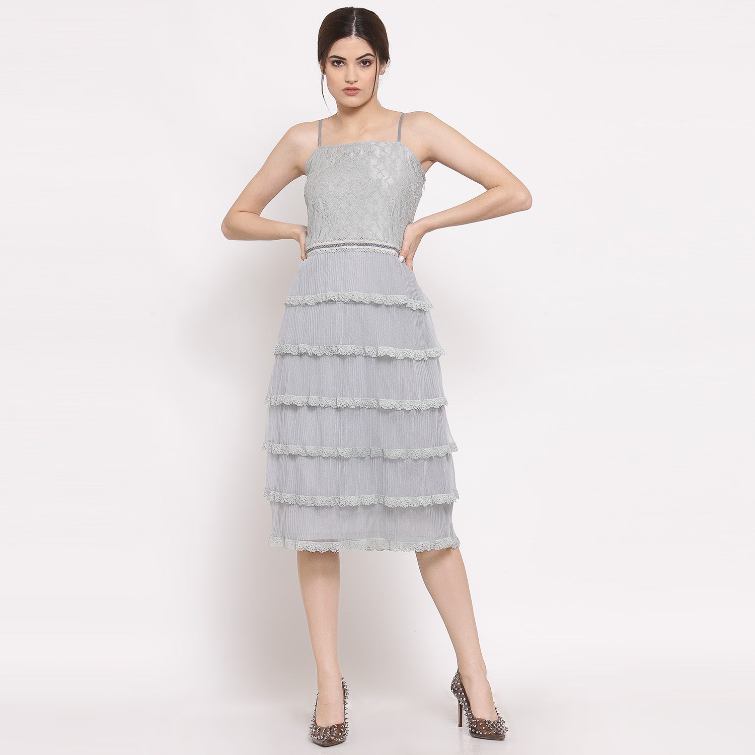 Blue Net Frill Dress