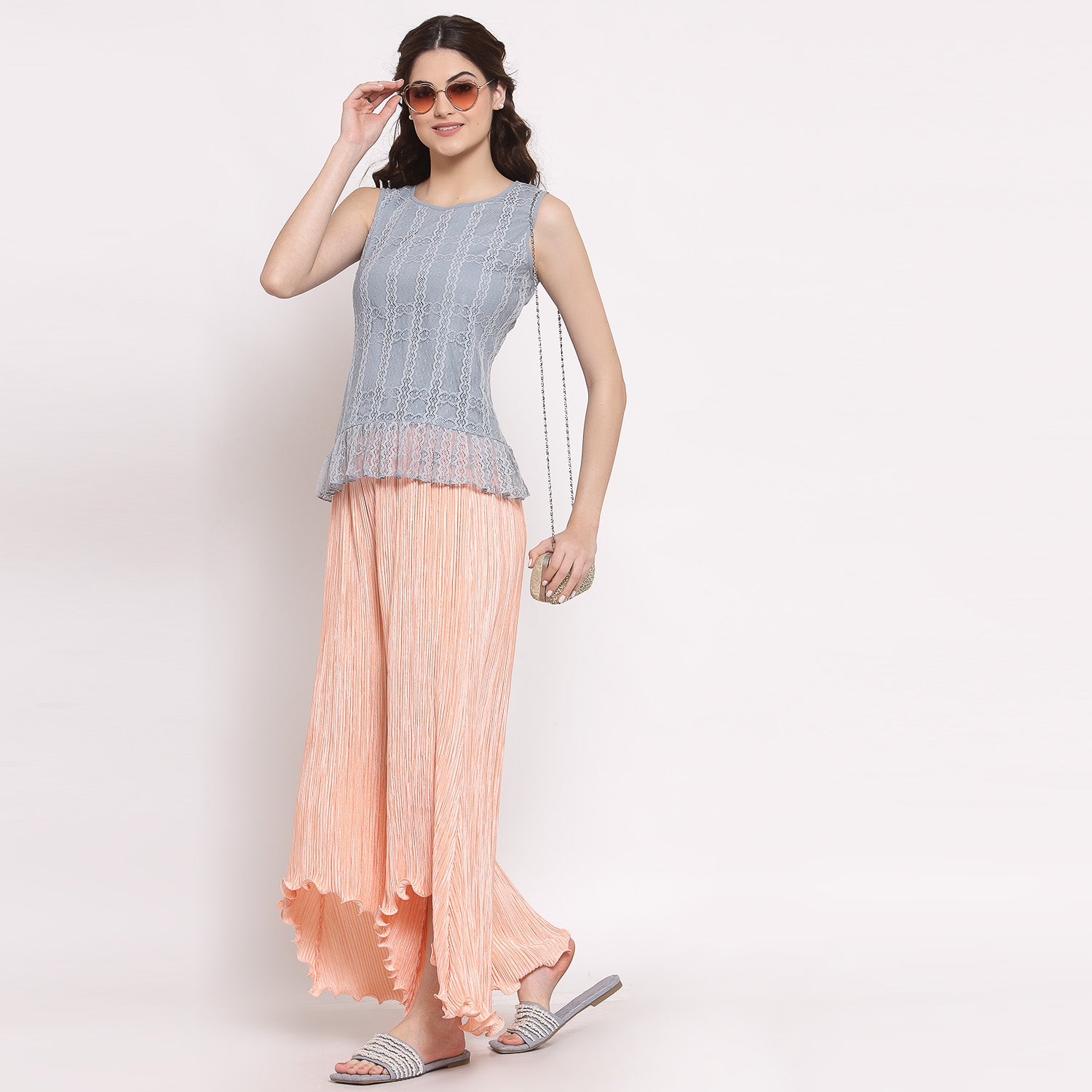 Peach Plisse Pant