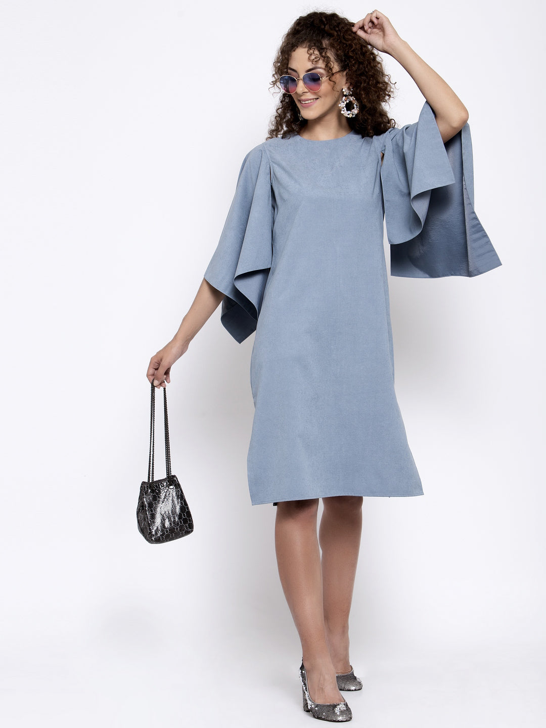 Blue Dress With Hanky Sleeve