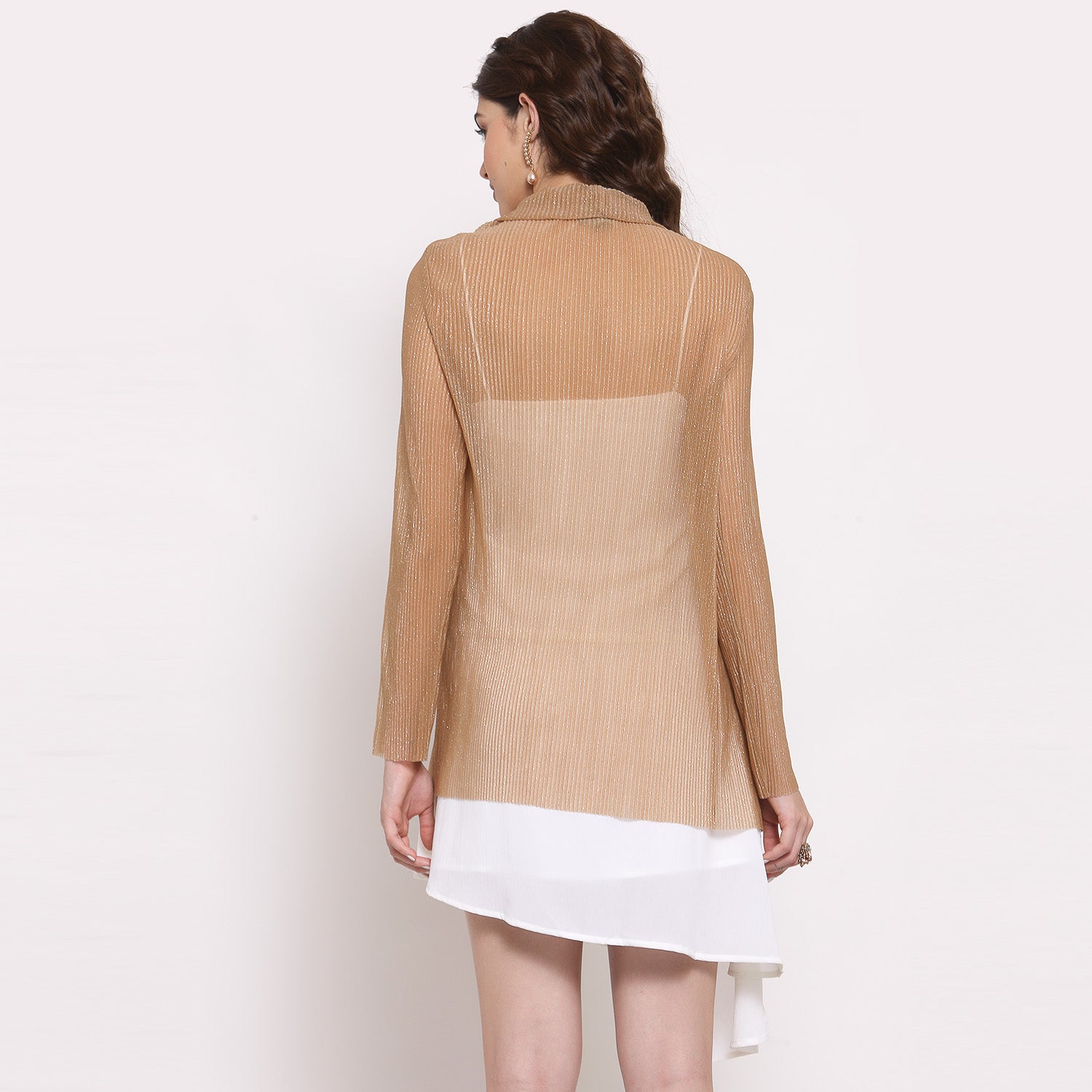 Women Beige Drape Short Jacket