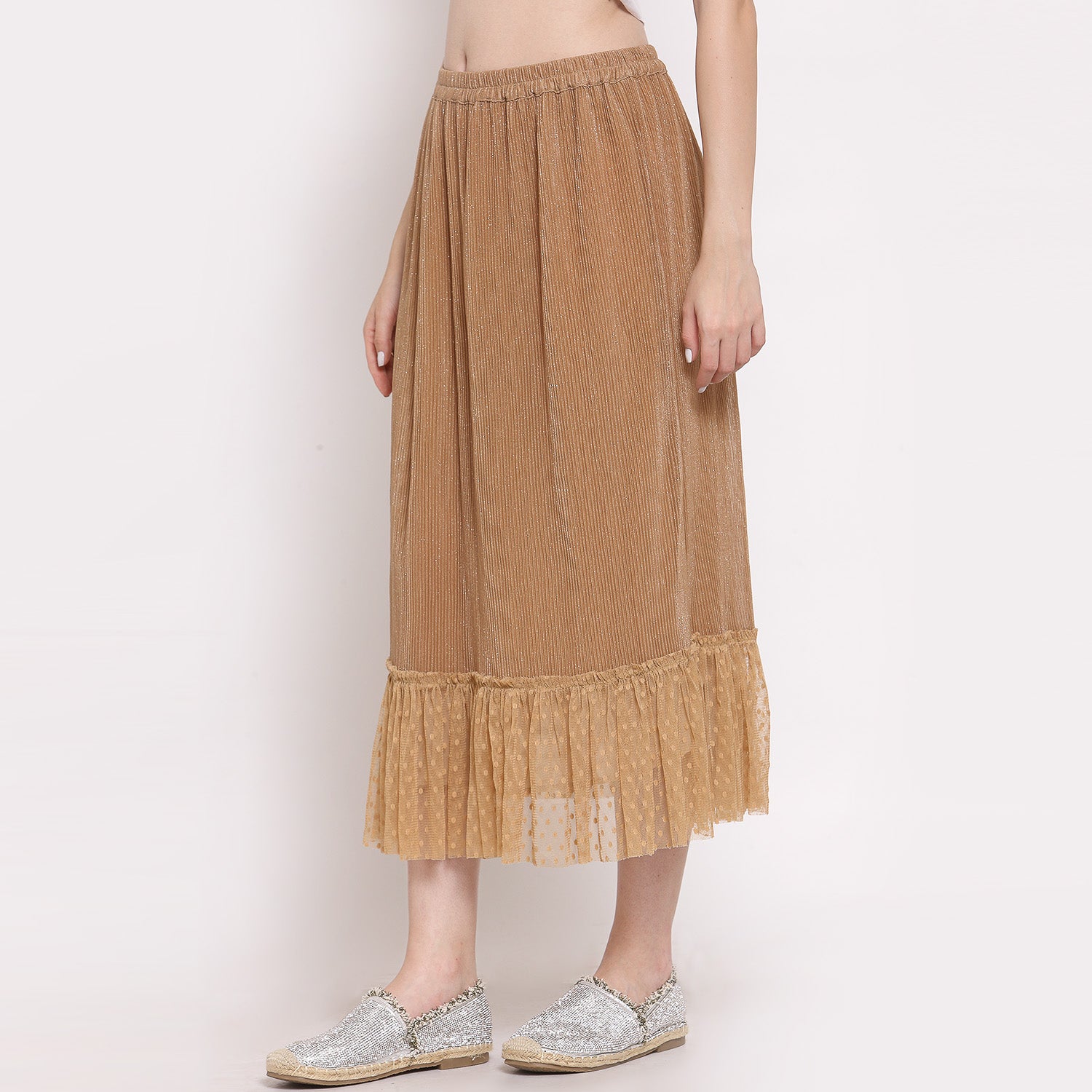 Buy Beige Plisse Long Skirt for Women-1