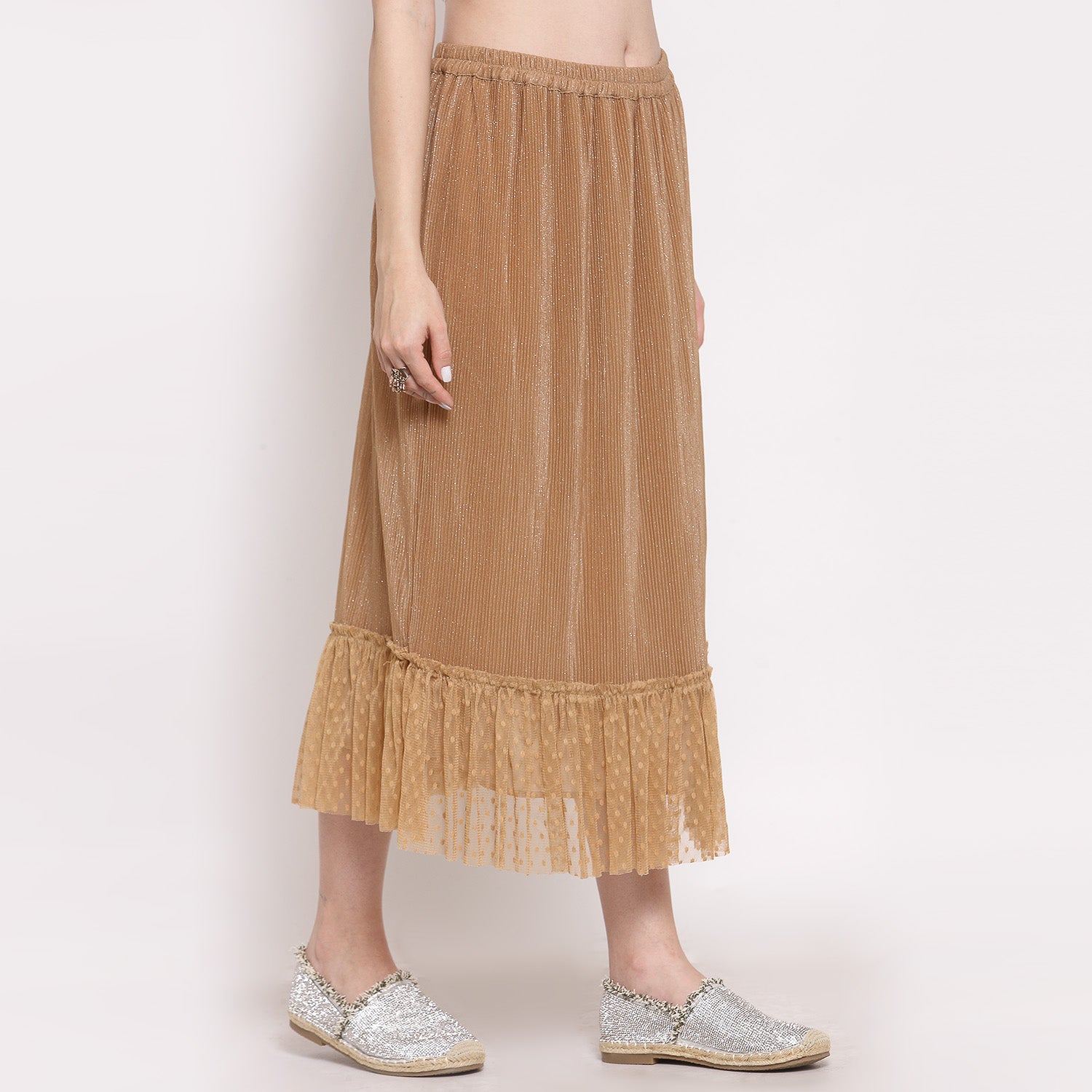 Buy Beige Plisse Long Skirt for Women