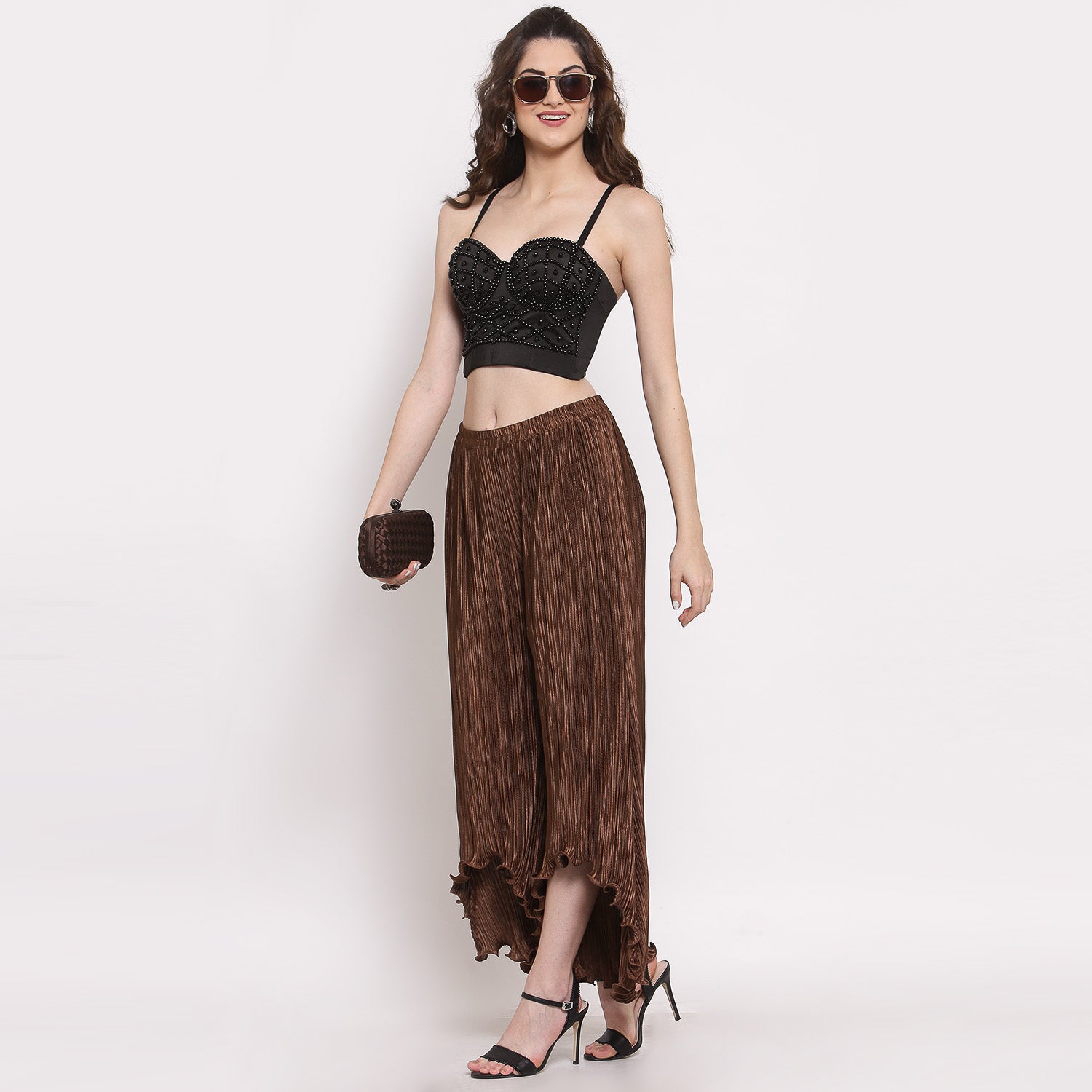 Brown Plisse Pant