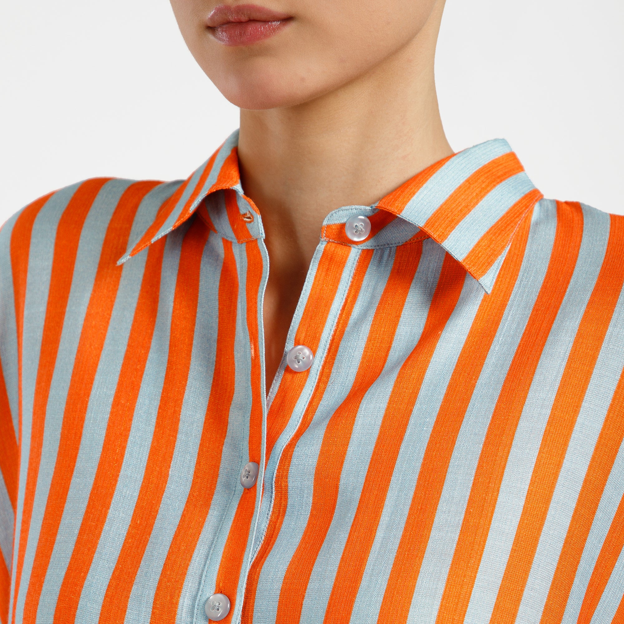 Orange And Blue A-Line Viscose Print Dress
