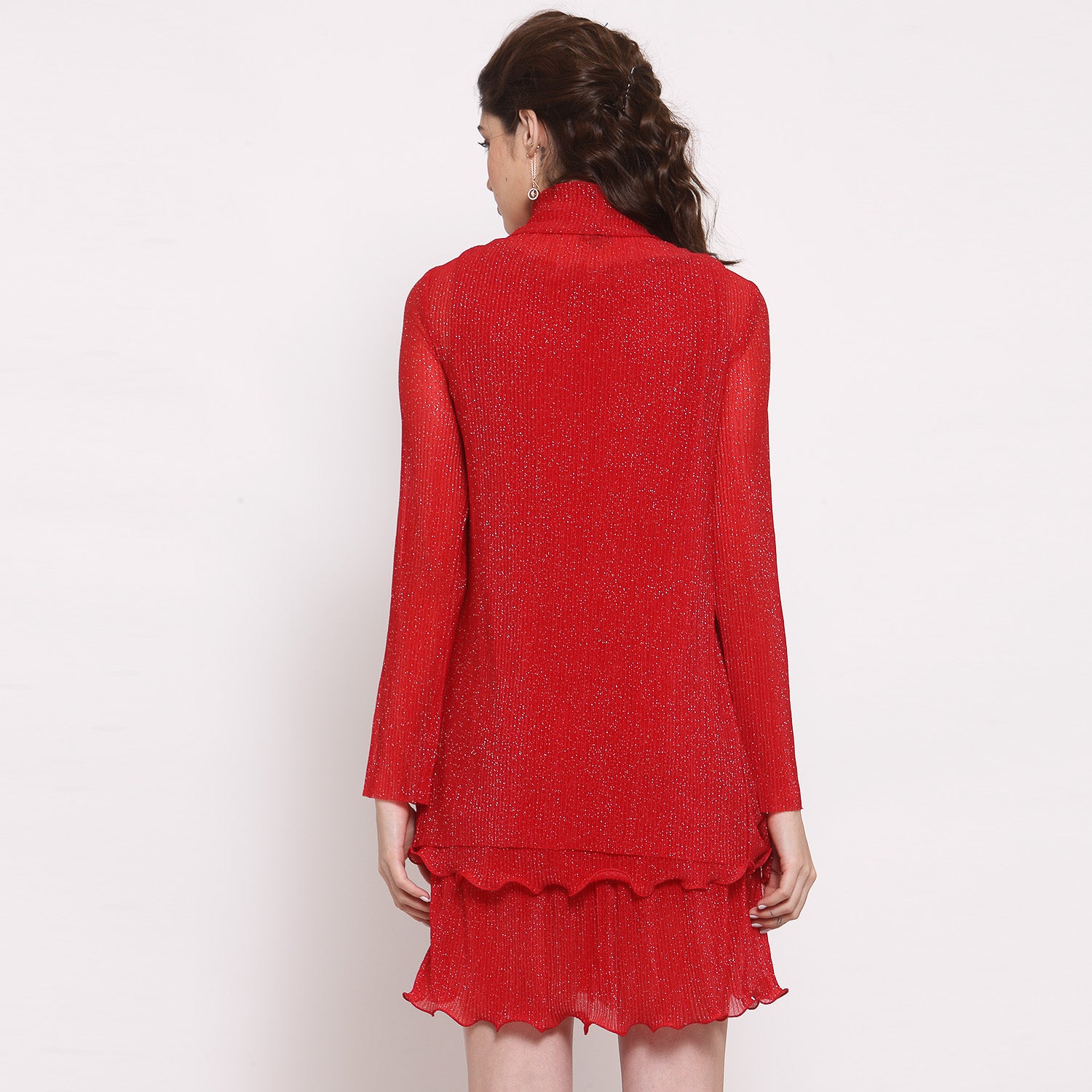 Women Red Drape Short Jacket