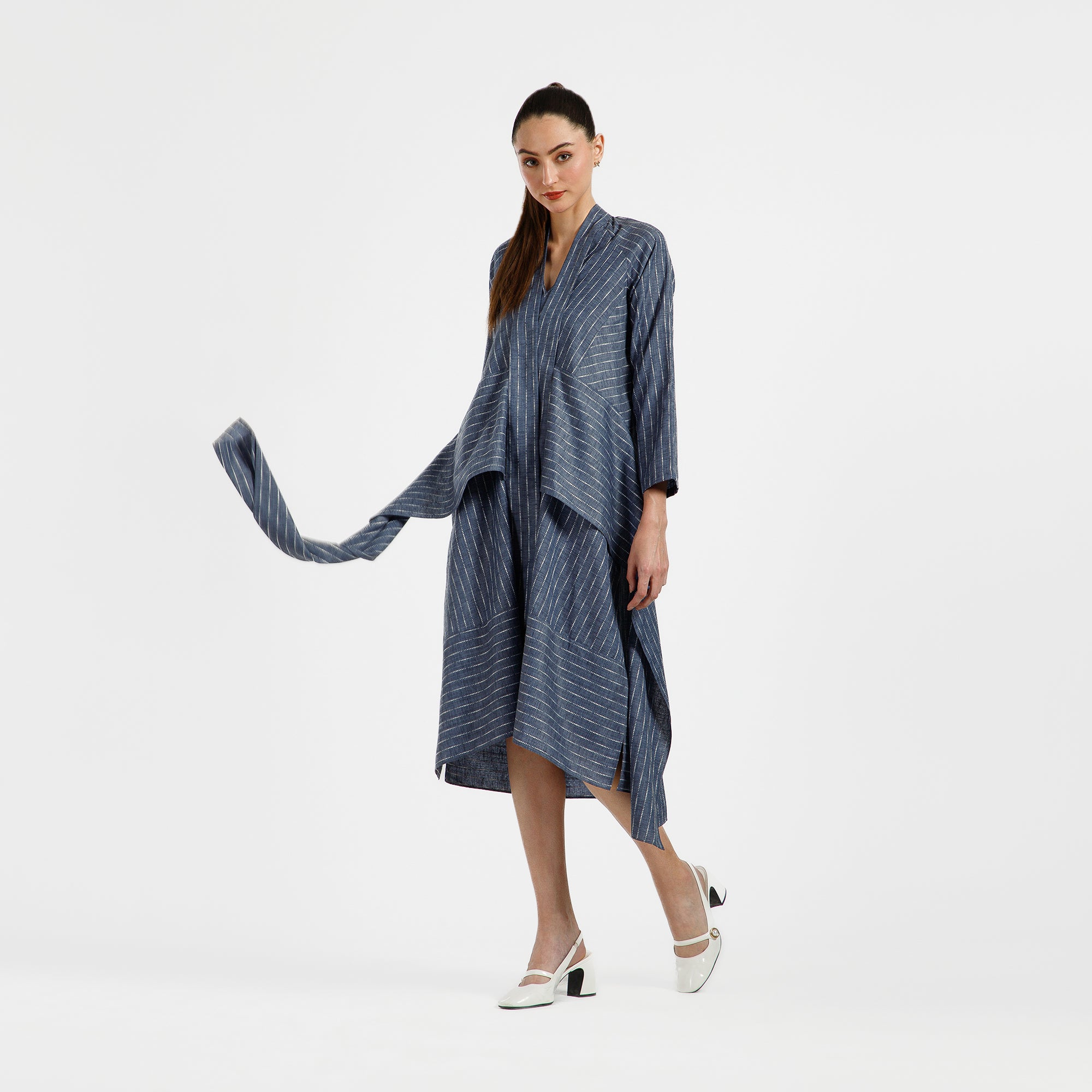 Blue Light Denim Line Asymmetrical Dress
