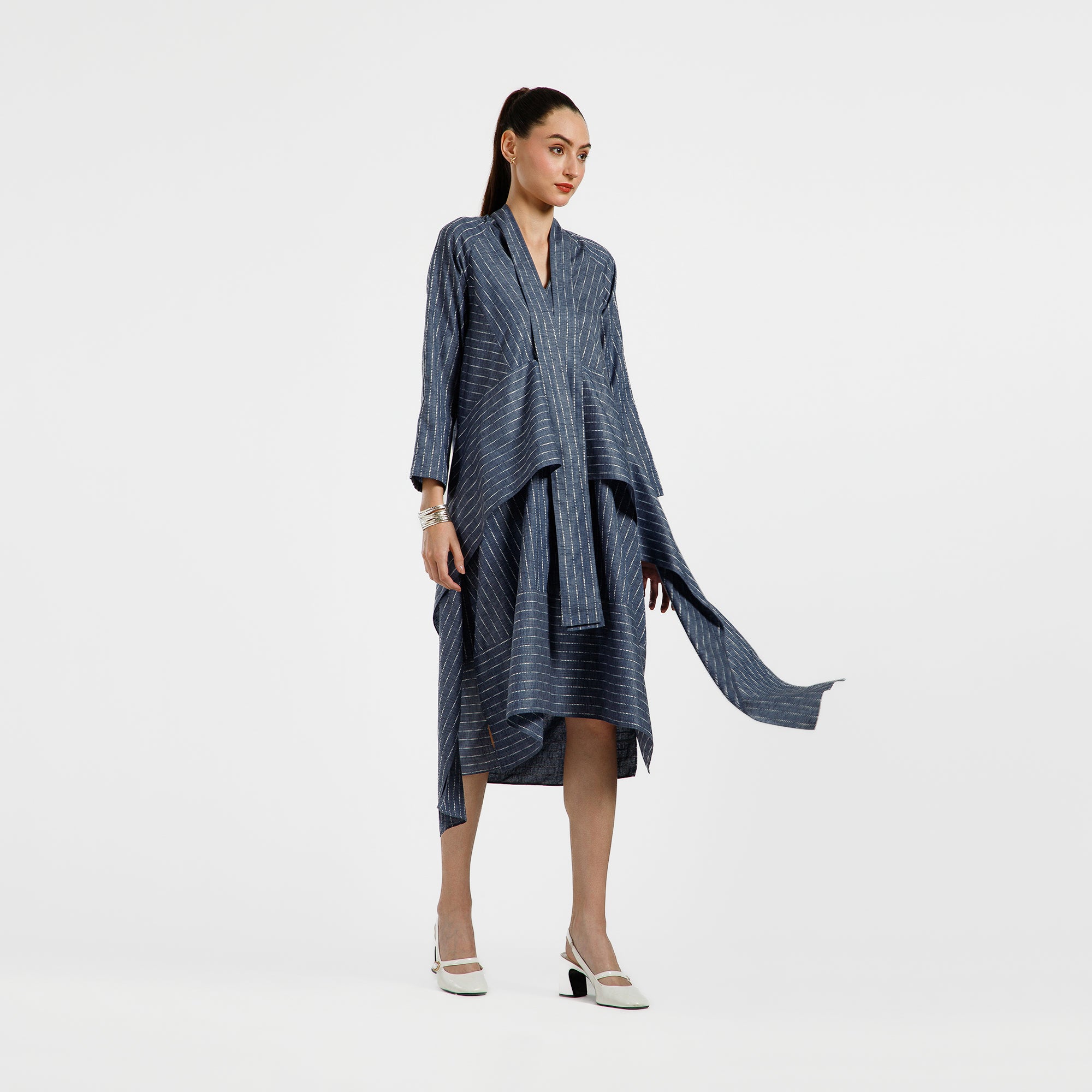 Blue Light Denim Line Asymmetrical Dress