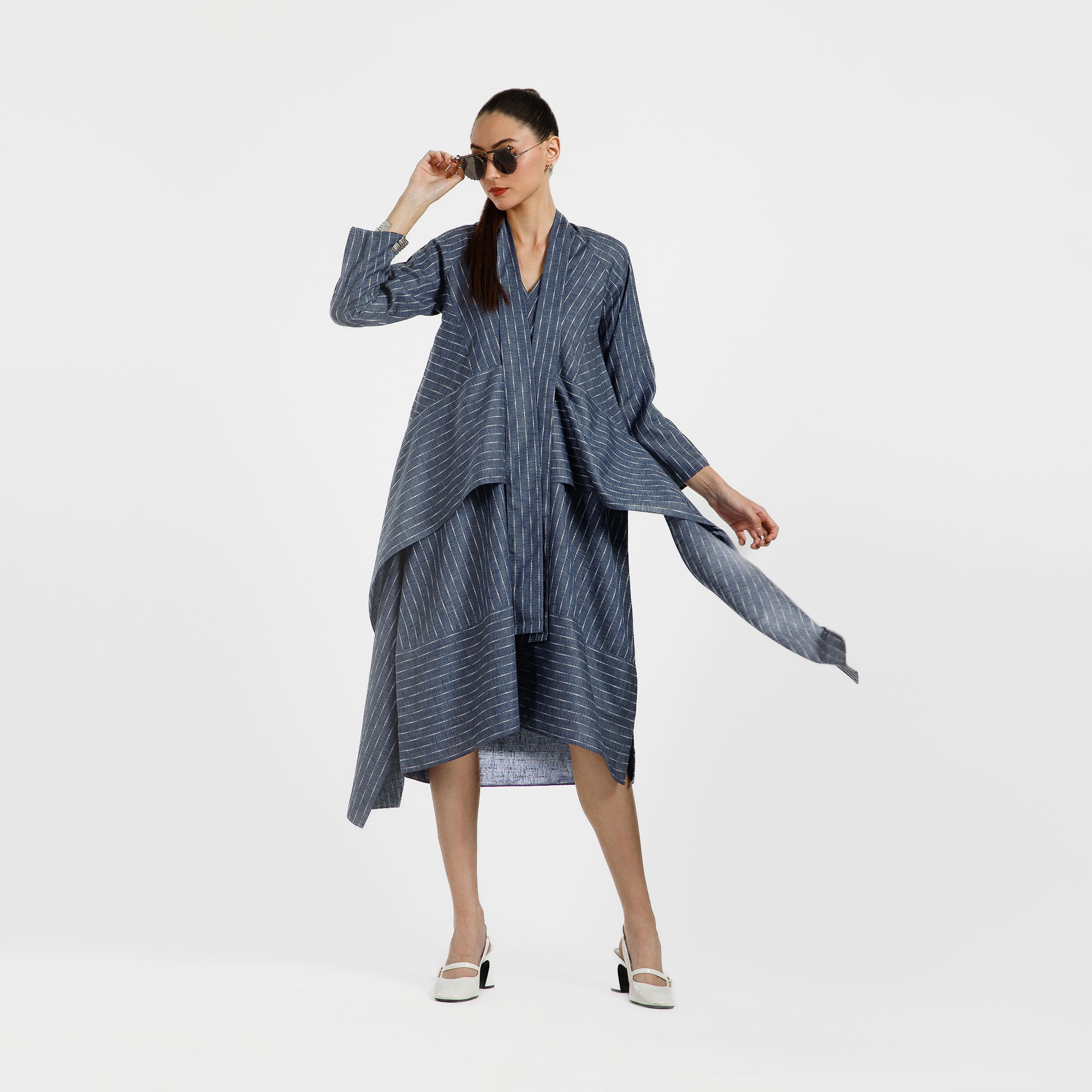 Blue Light Denim Line Asymmetrical Dress