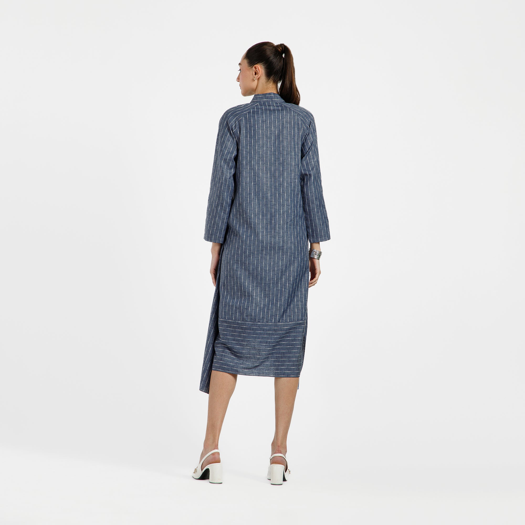 Blue Light Denim Line Asymmetrical Dress