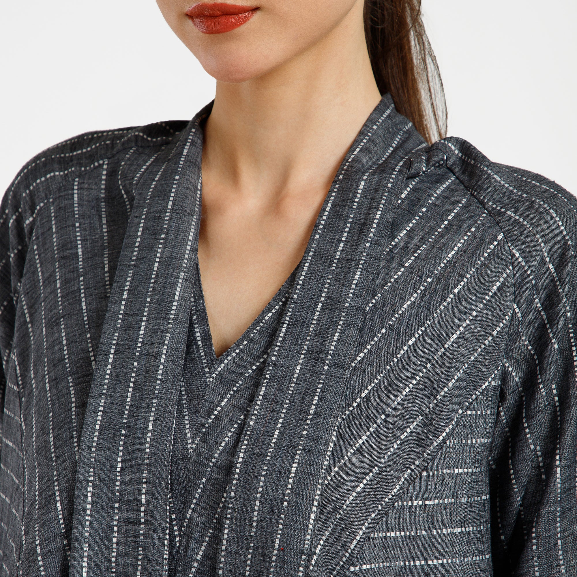 Grey Light Denim Line Asymmetrical Dress