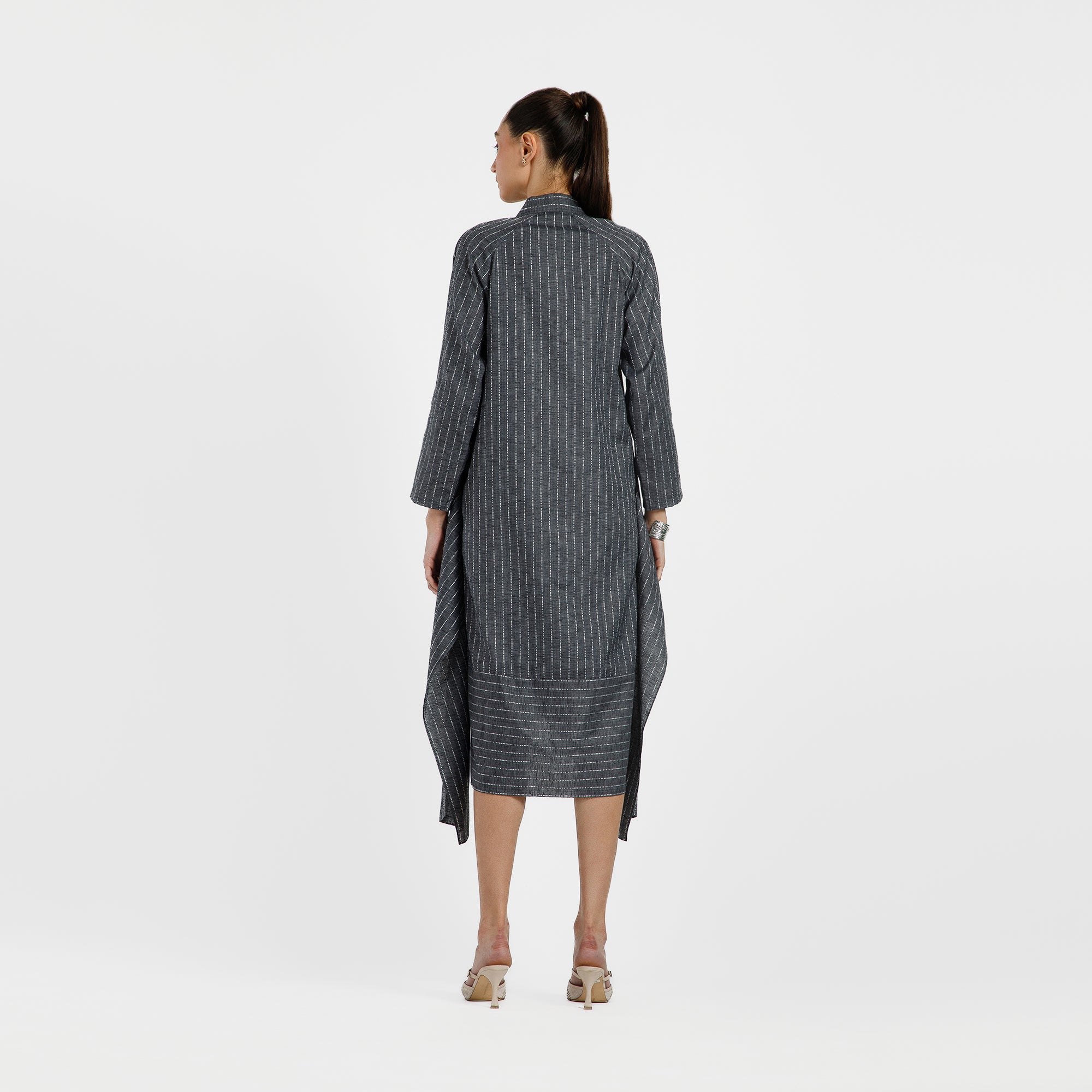 Grey Light Denim Line Asymmetrical Dress