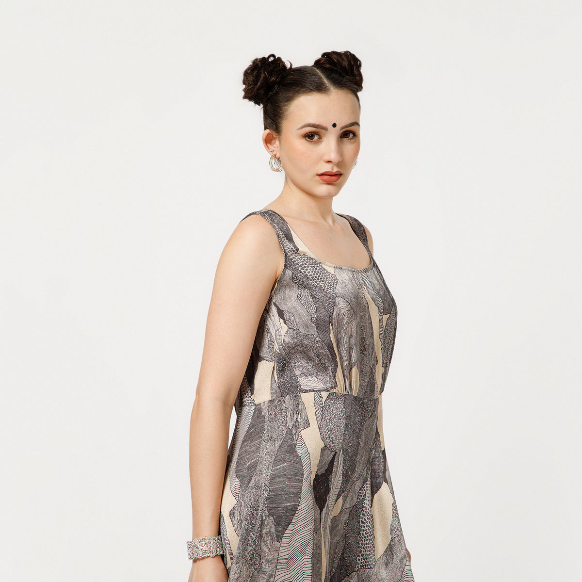 Black Animal Print Satin Dress