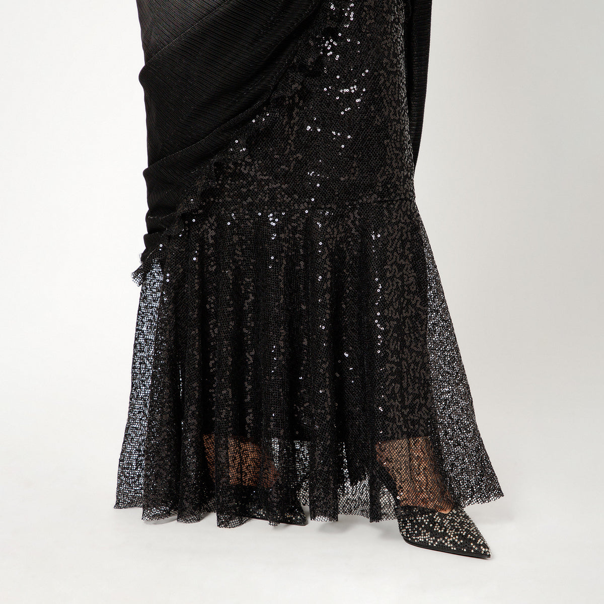 Black Sequin Lycra Saree
