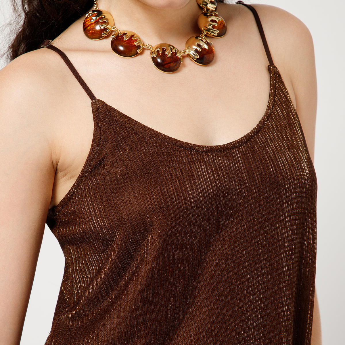 Brown Lycra Double Layer Dress