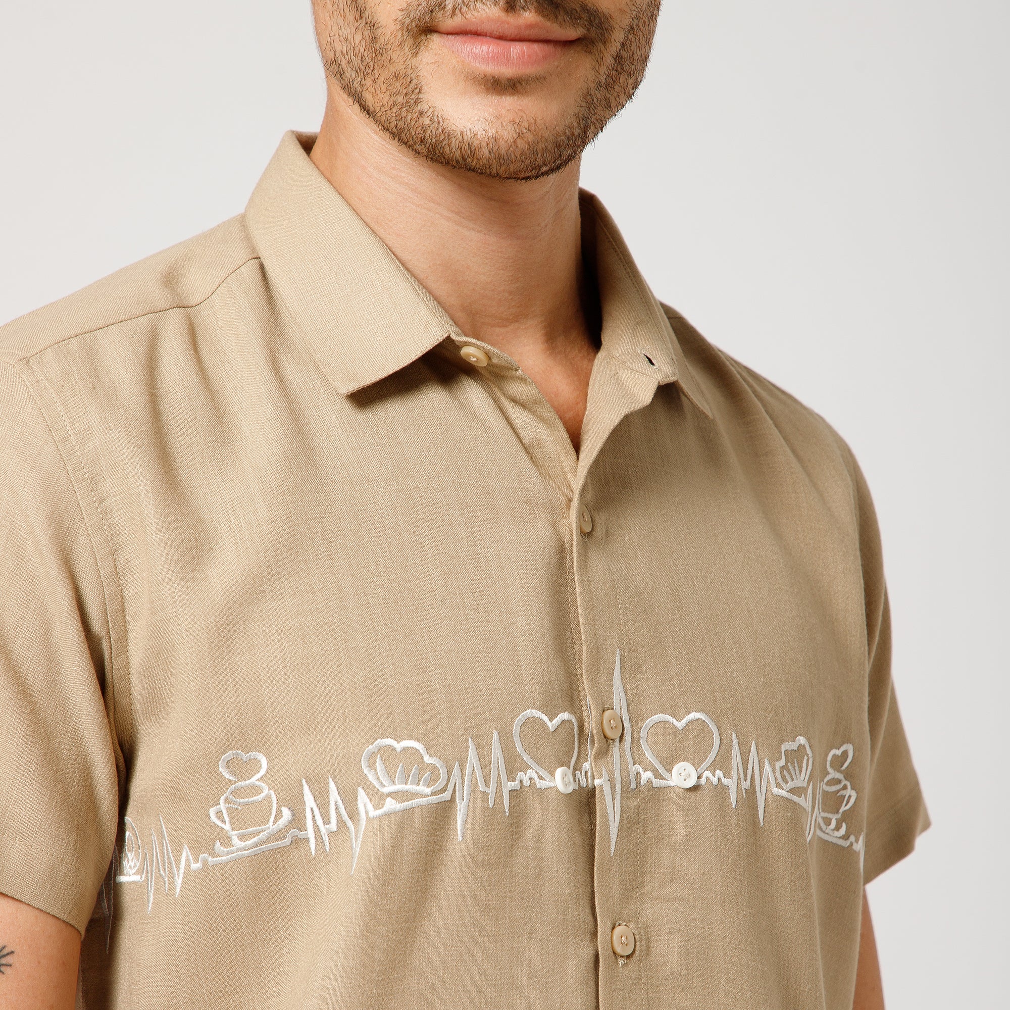Beige Cotton Shirt With Bakery Heartbeat