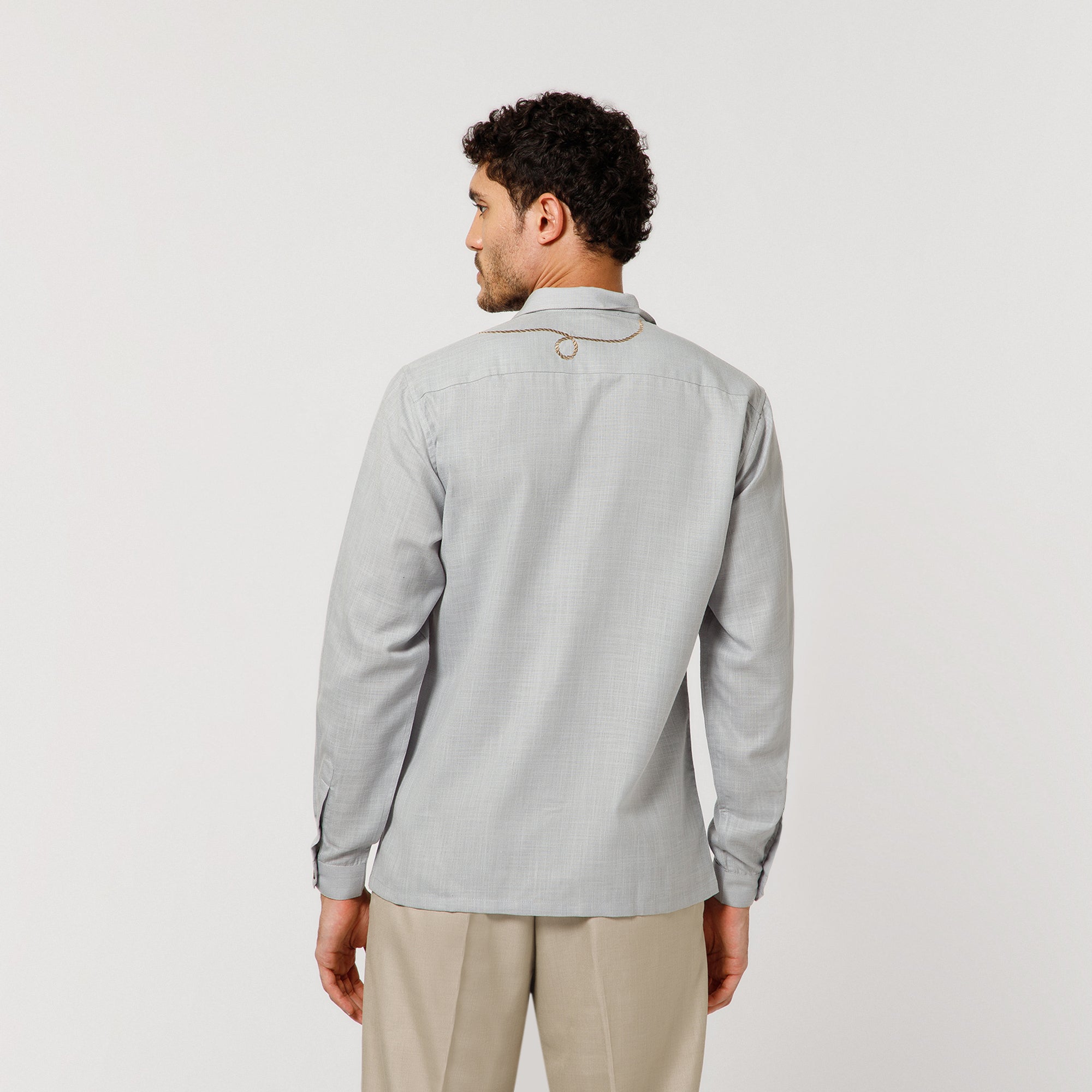Sky Blue Cotton Shirt With Nimbu Mirchi