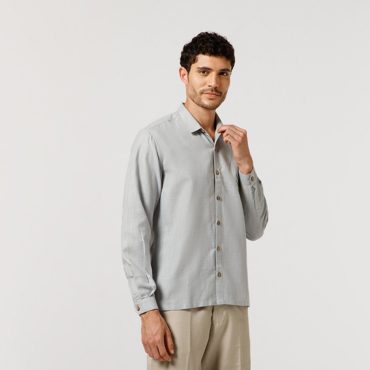 Sky Blue Cotton Shirt With Nimbu Mirchi