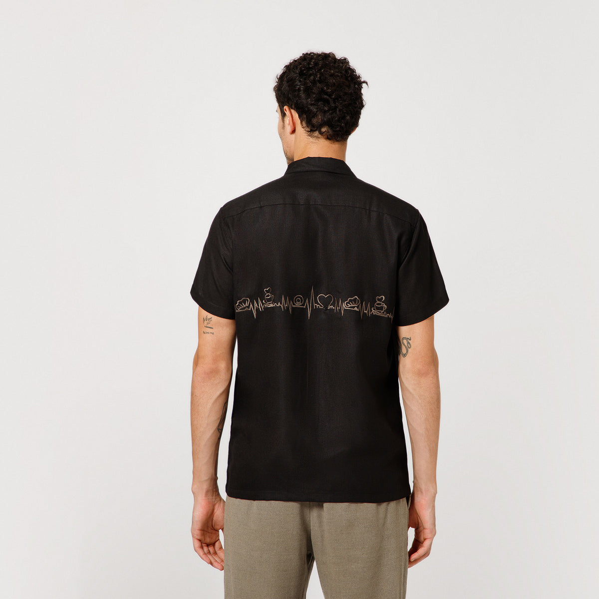 Black Cotton Shirt With Bakery Heartbeat