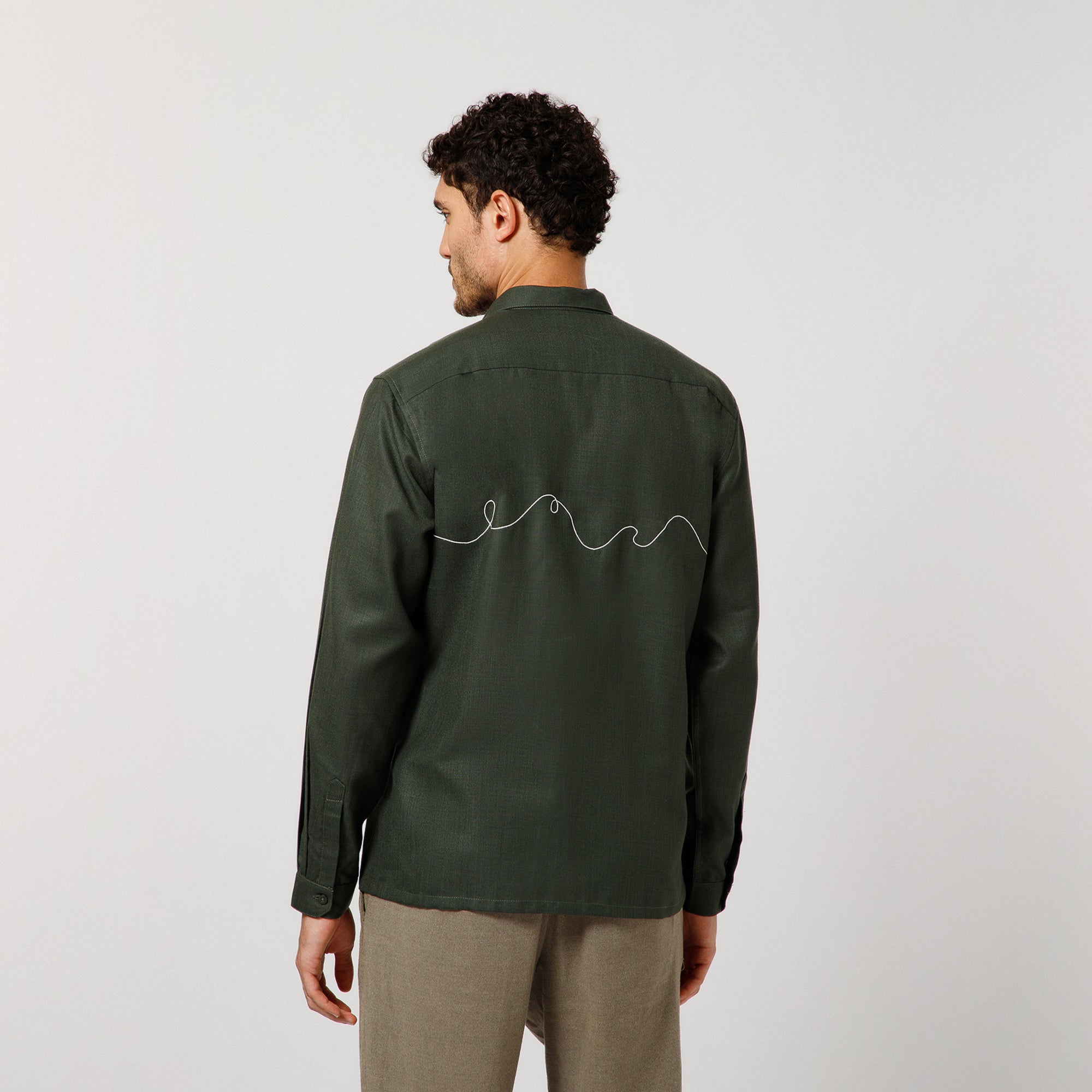 Bottel Green Cotton Shirt With Pant Hang Embroidery