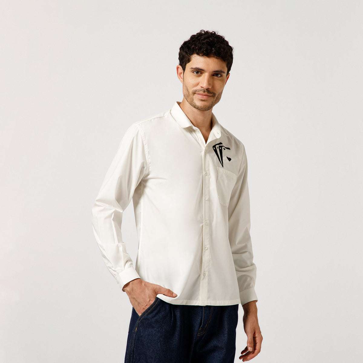White Cotton Shirt With Card party Embroidery