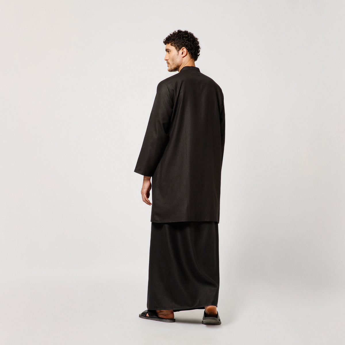 Black Cotton Kurta With Card Embroidery