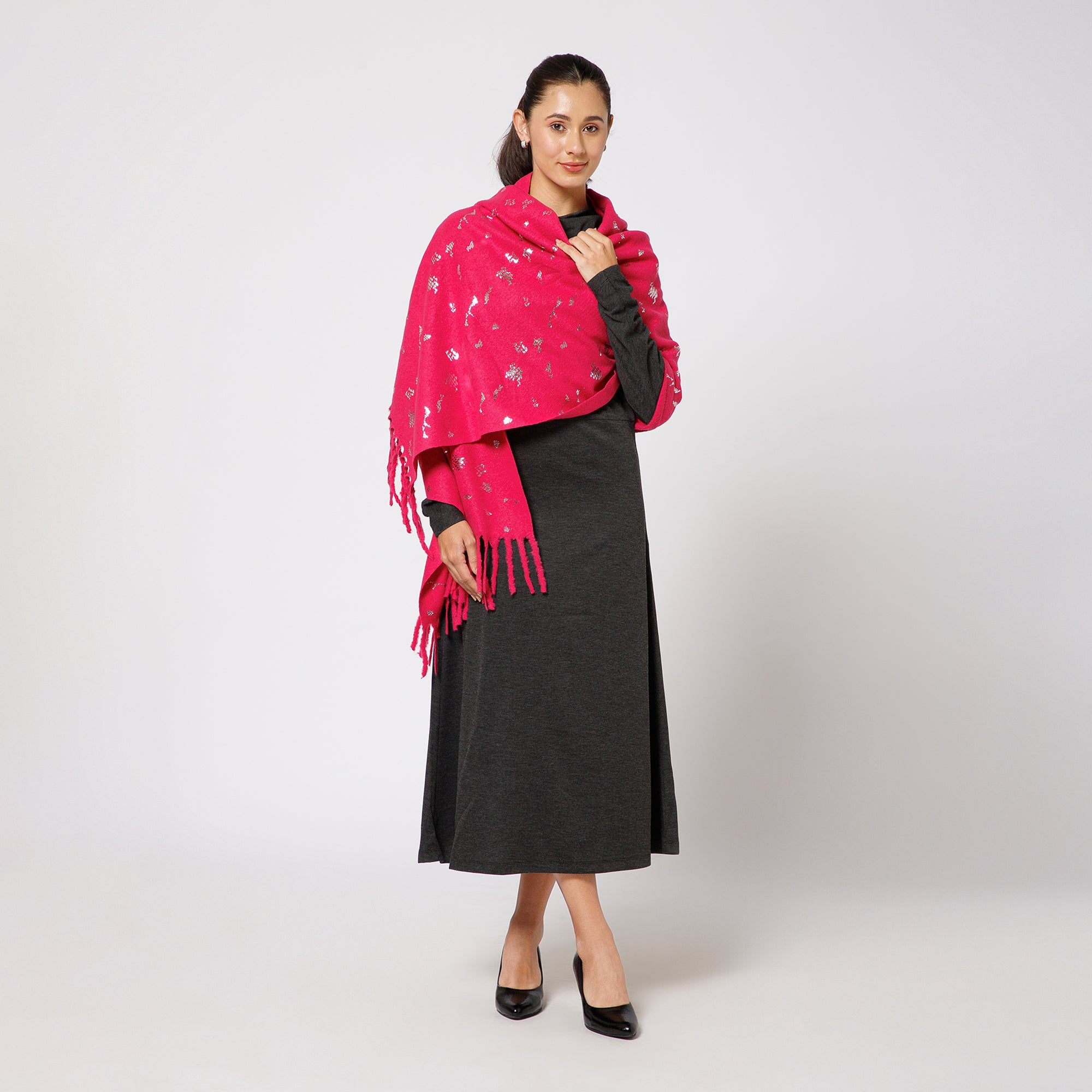 Pink Stole With Bow Foil Print