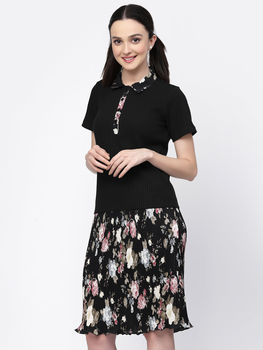 Knit & Pleated Collar Dress, Mesh Dress , Party dress , Holographic print dress , sequins dress