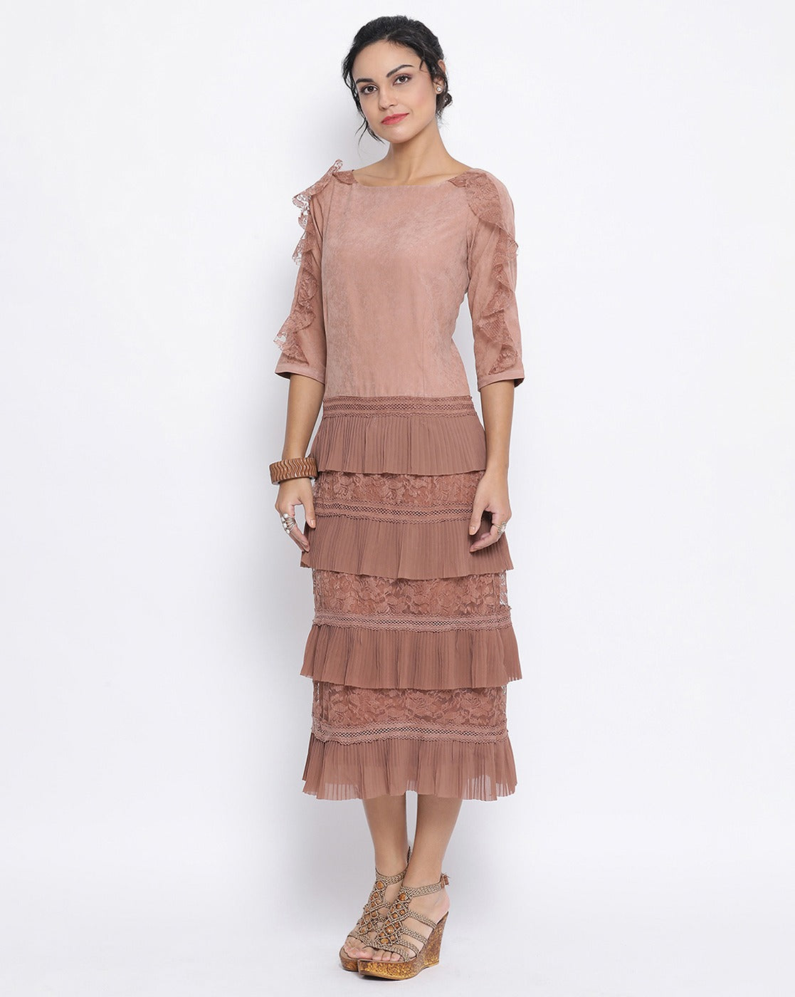 Rust Dress With Frill At Bottom