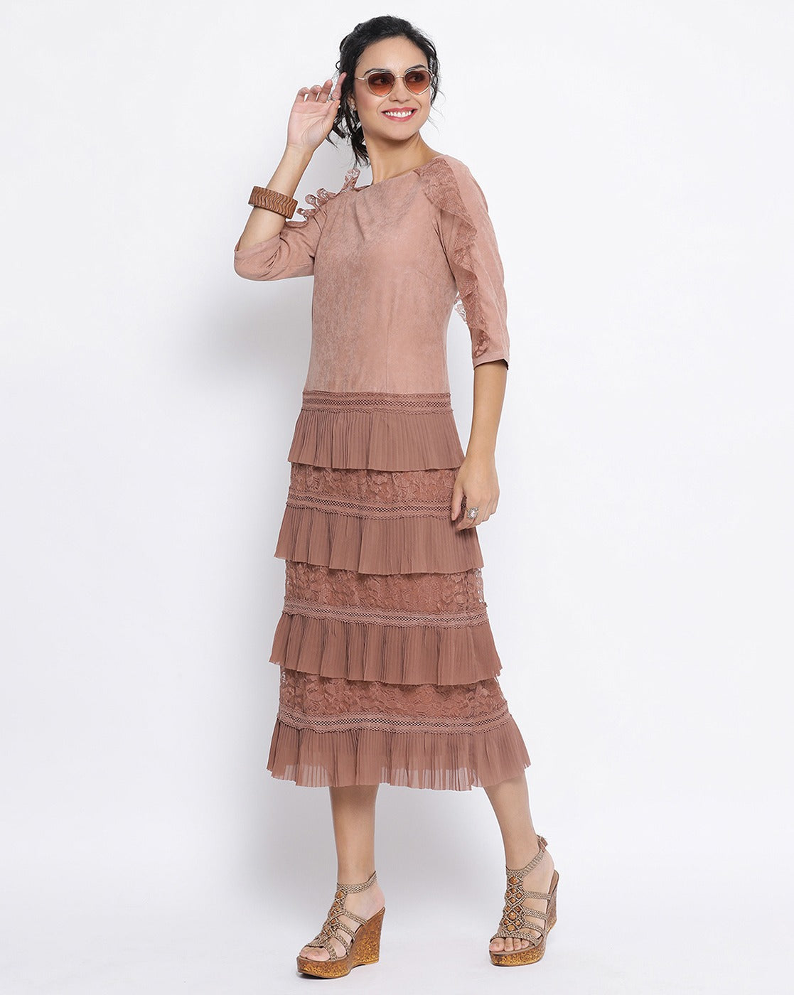 Rust Dress With Frill At Bottom