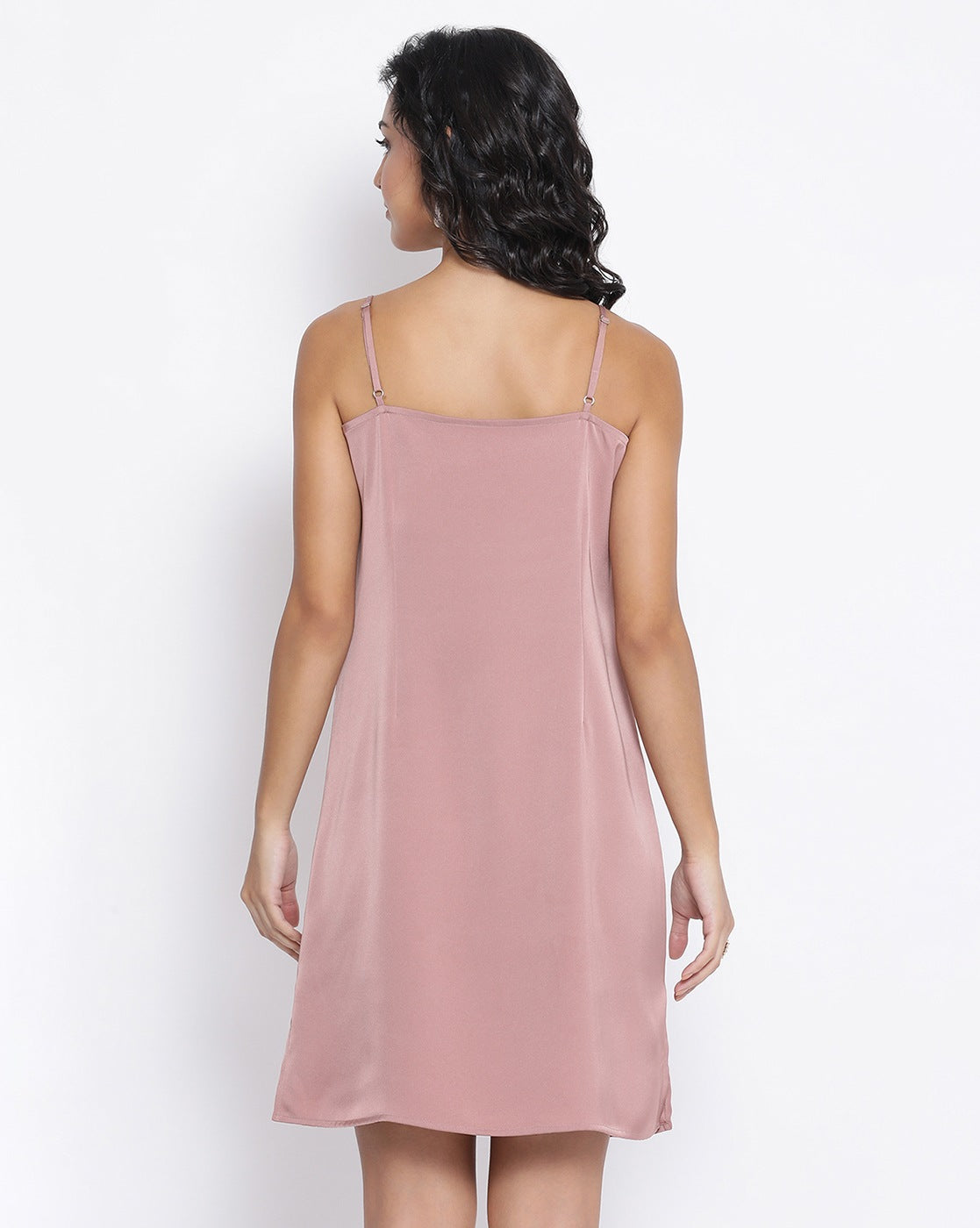 Pink Satin Spaghetti Dress