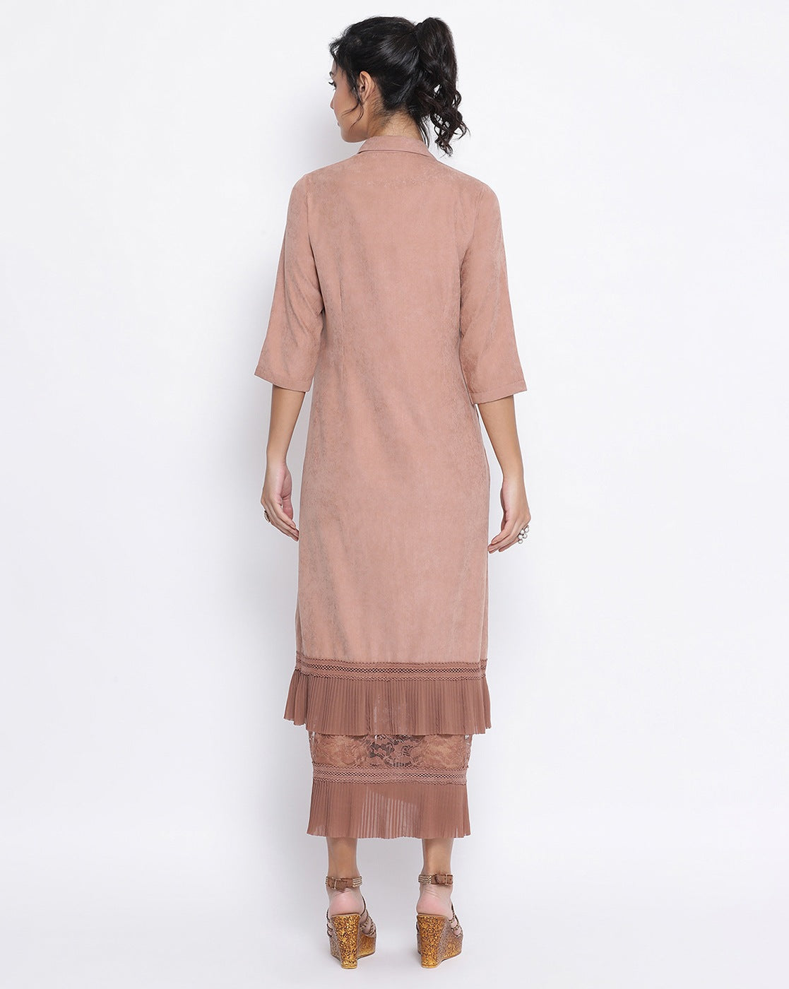 Rust Long Dress With Frill At Bottom