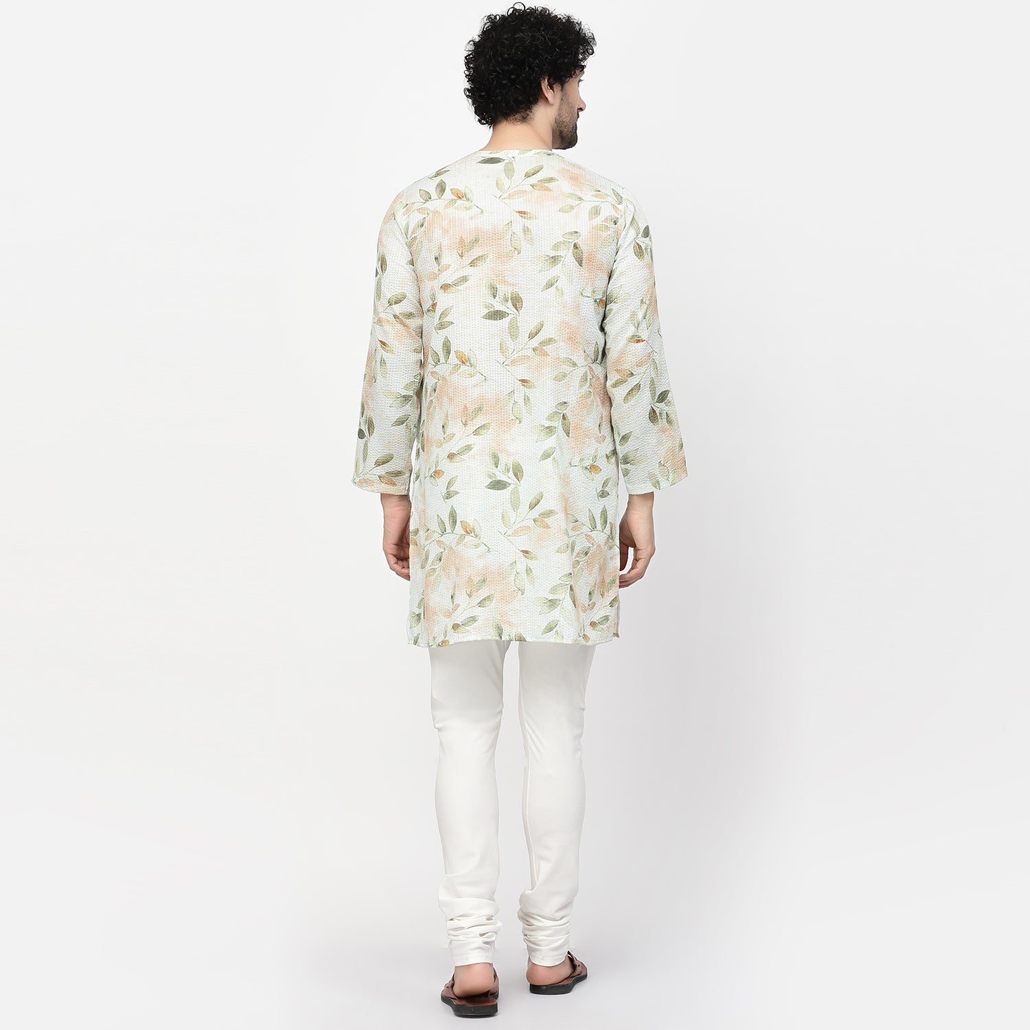 Leaf Floral Print Cotton Embroidery Kurta, men kurta ,designer kurta, Kurta design, kurta designs for men, men wear