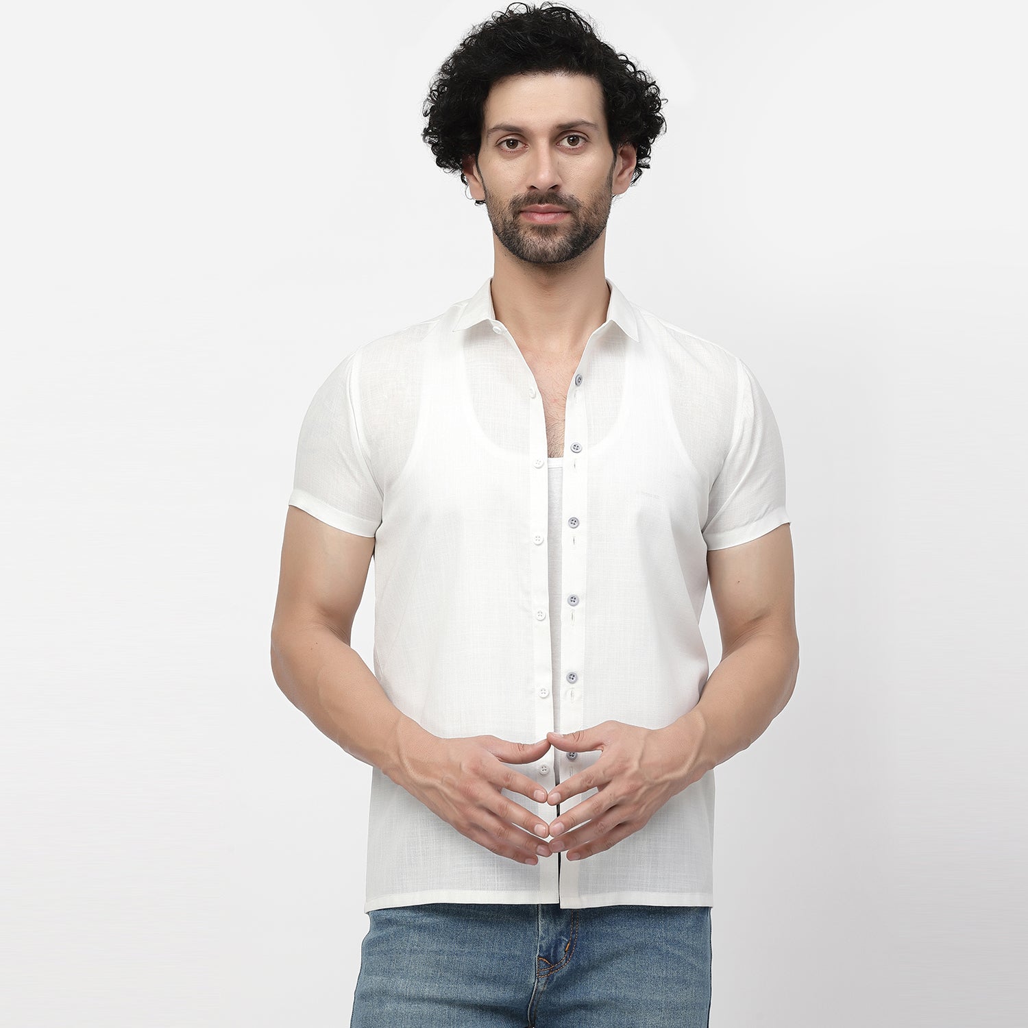 Linen Half Sleeve Shirt With Button Detail, shirts for men, men shirts, designer shirts, stylish shirts, shirt design