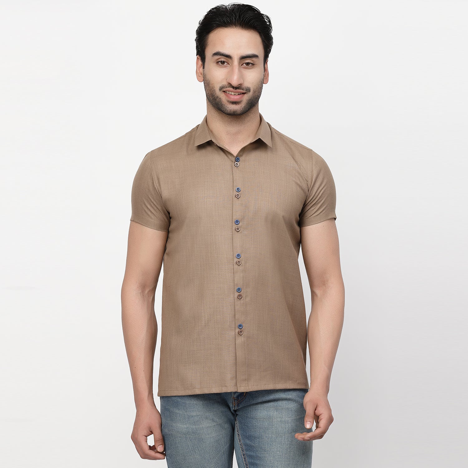 Buy Linen Half Sleeve Men Shirt