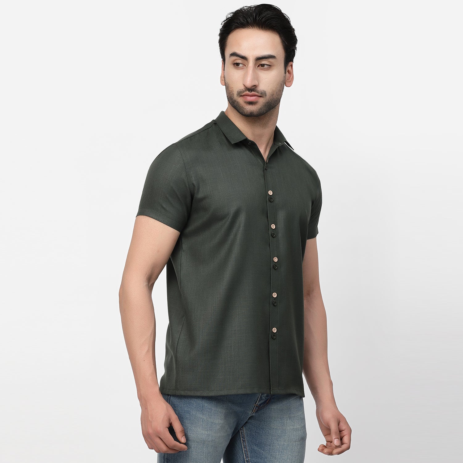 Linen Half Sleeve Shirt With Button Detail, shirts for men, men shirts, designer shirts, stylish shirts, shirt design