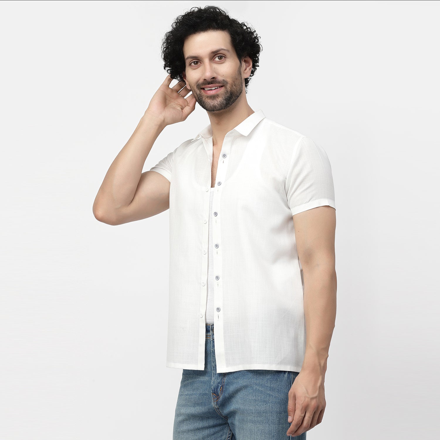 Linen Half Sleeve Shirt With Button Detail, shirts for men, men shirts, designer shirts, stylish shirts, shirt design