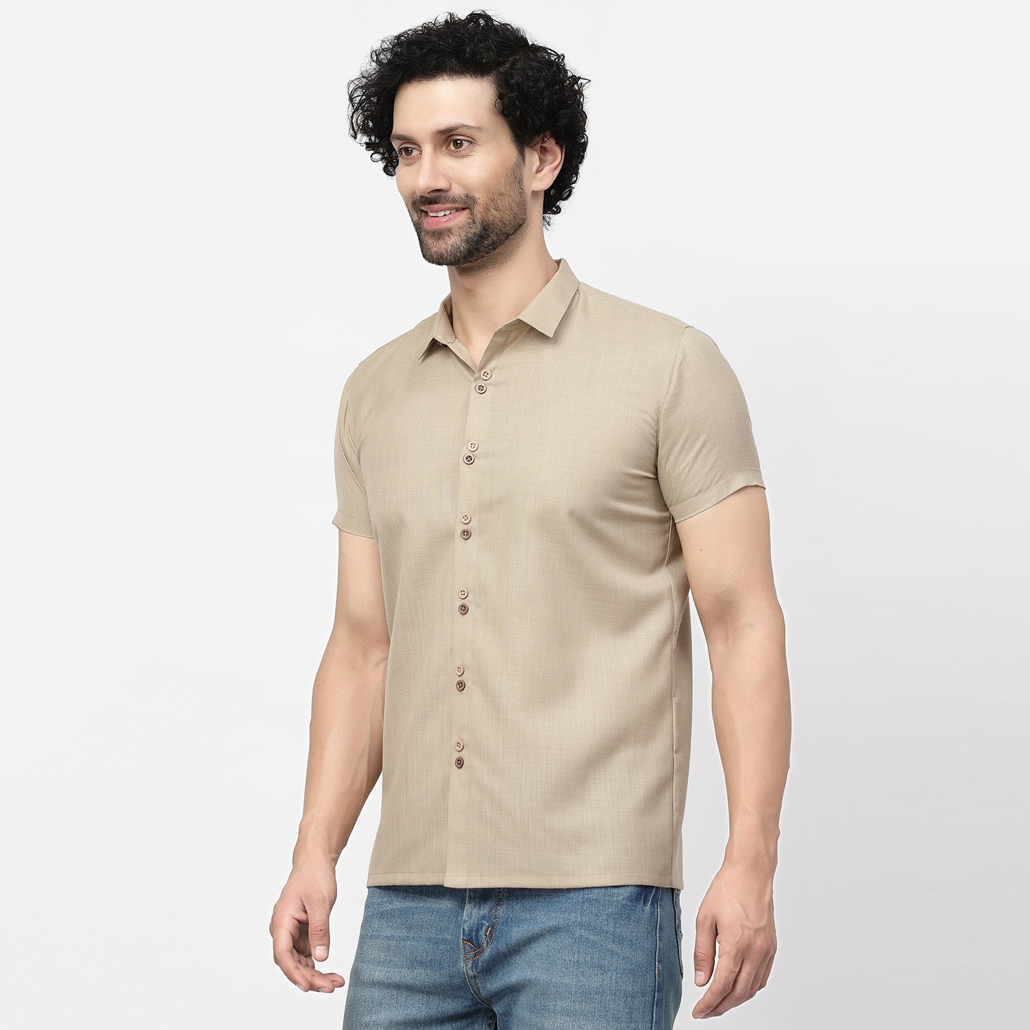 Linen Half Sleeve Shirt With Button Detail, shirts for men, men shirts, designer shirts, stylish shirts, shirt design