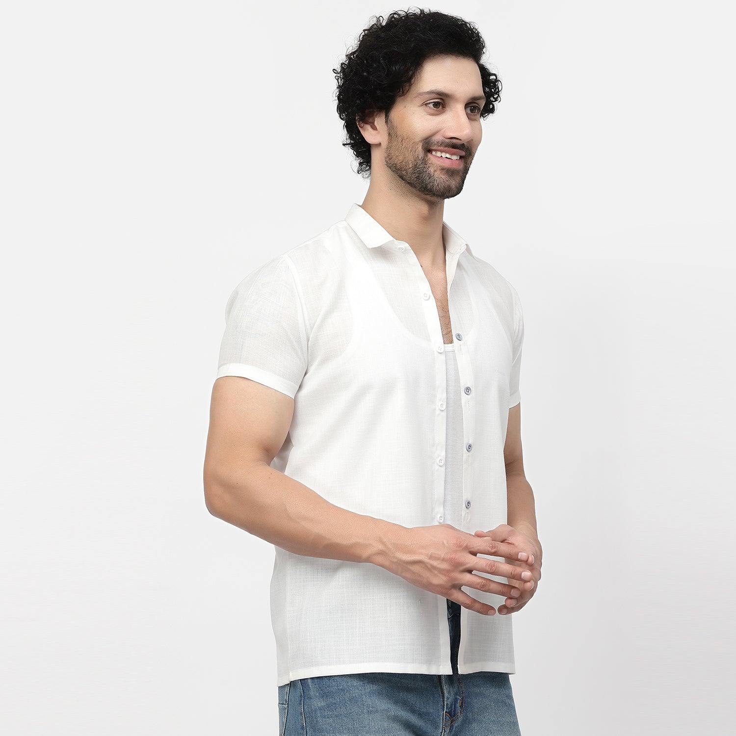 Linen Half Sleeve Shirt With Button Detail, shirts for men, men shirts, designer shirts, stylish shirts, shirt design
