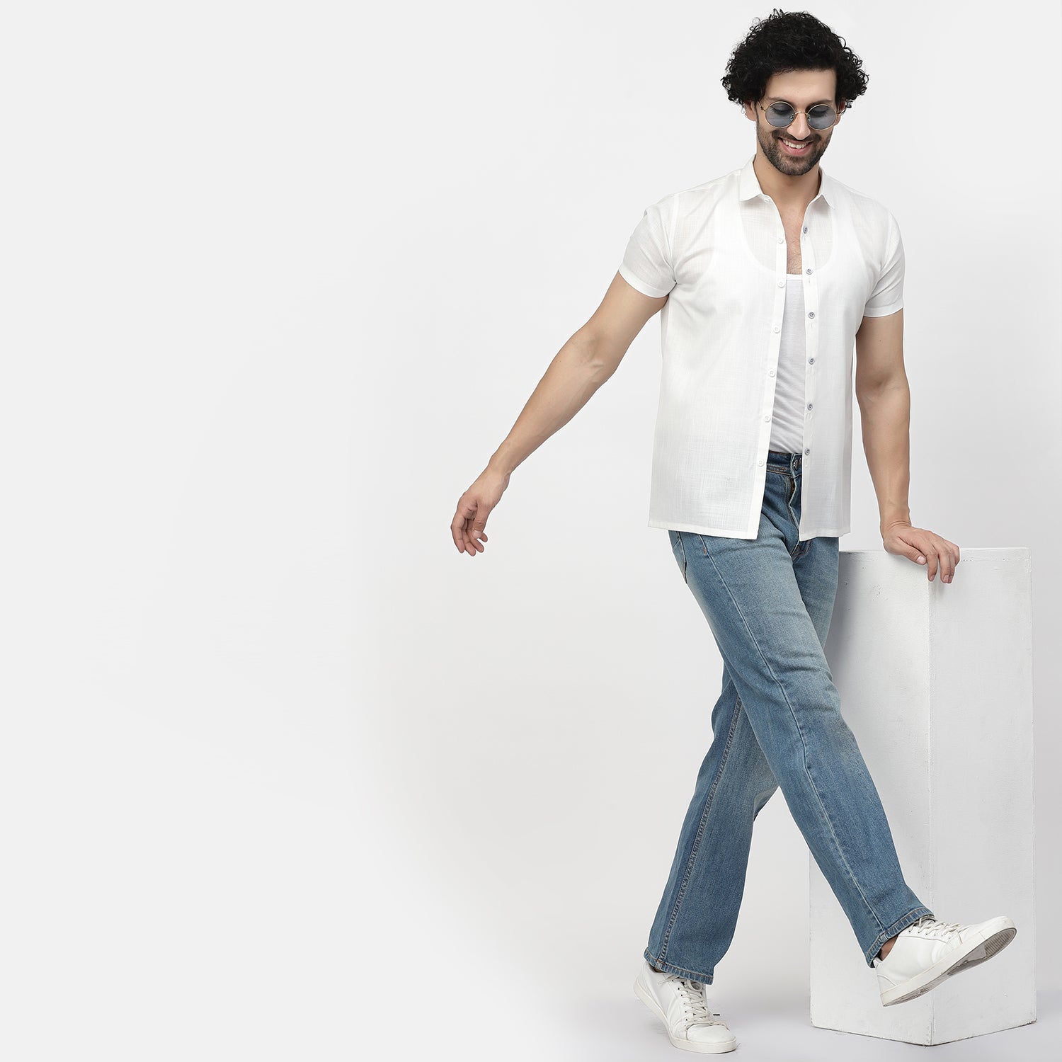 Linen Half Sleeve Shirt With Button Detail, shirts for men, men shirts, designer shirts, stylish shirts, shirt design