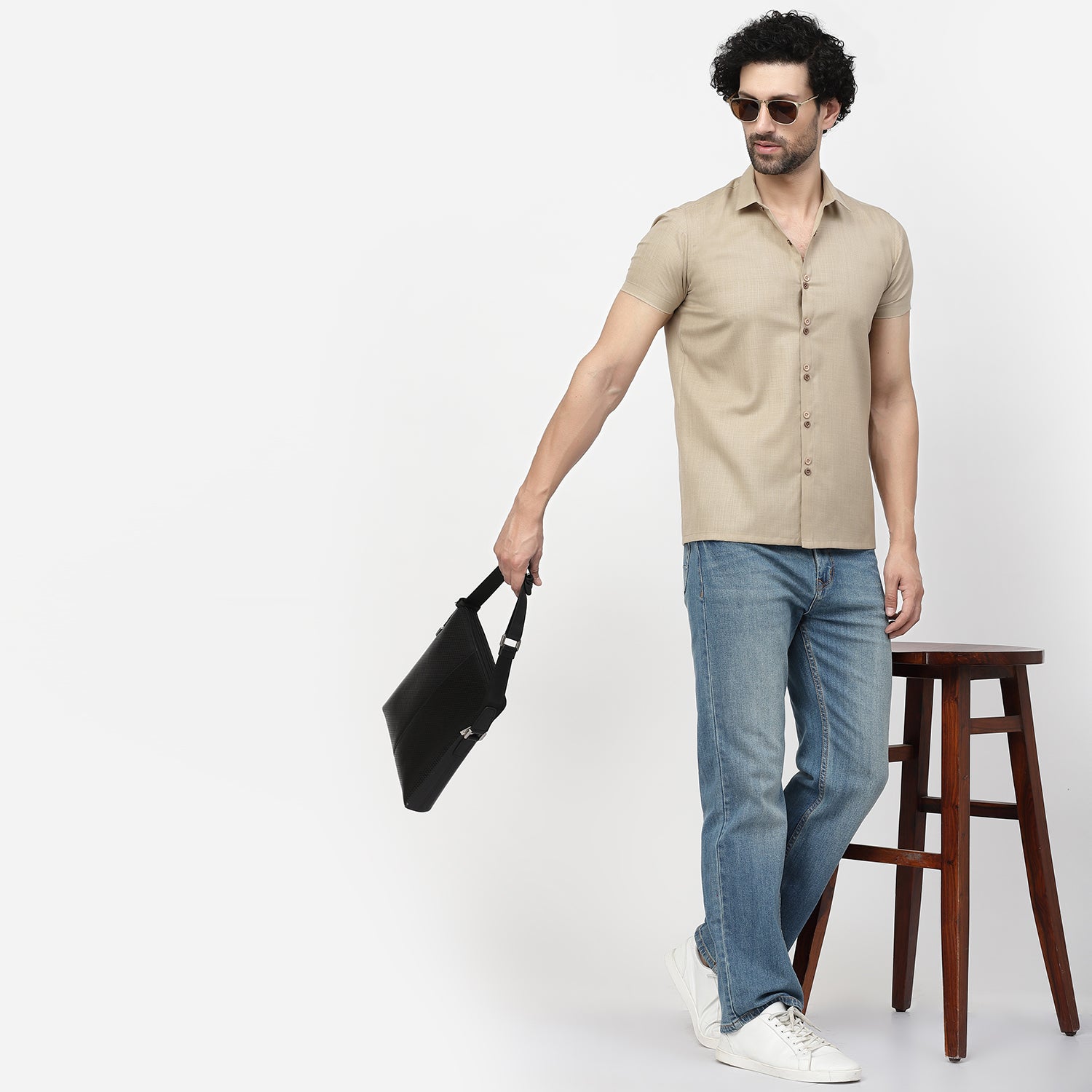 Linen Half Sleeve Shirt With Button Detail, shirts for men, men shirts, designer shirts, stylish shirts, shirt design