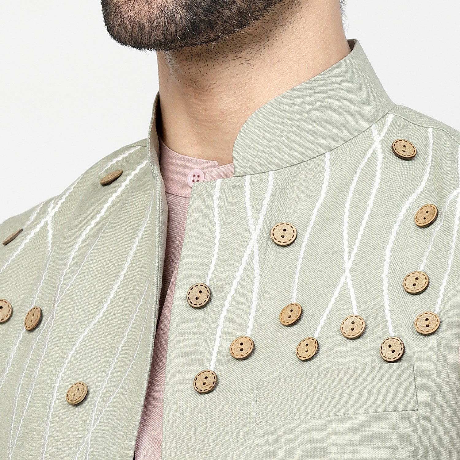 Stylish Linen Jacket with Button-4