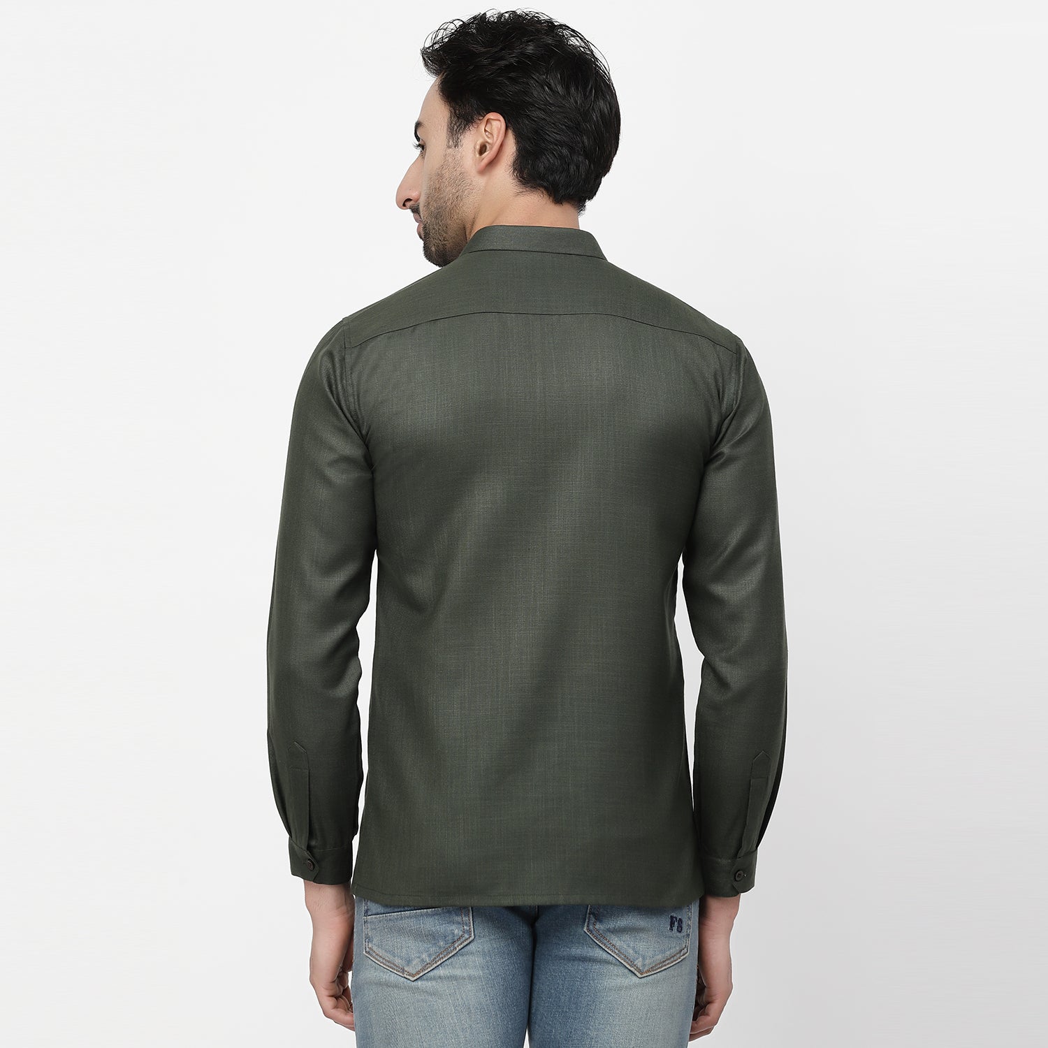 Linen Shirt With Pocket Details & Leather Patch, shirts for men, men shirts, designer shirts, stylish shirts, shirt design