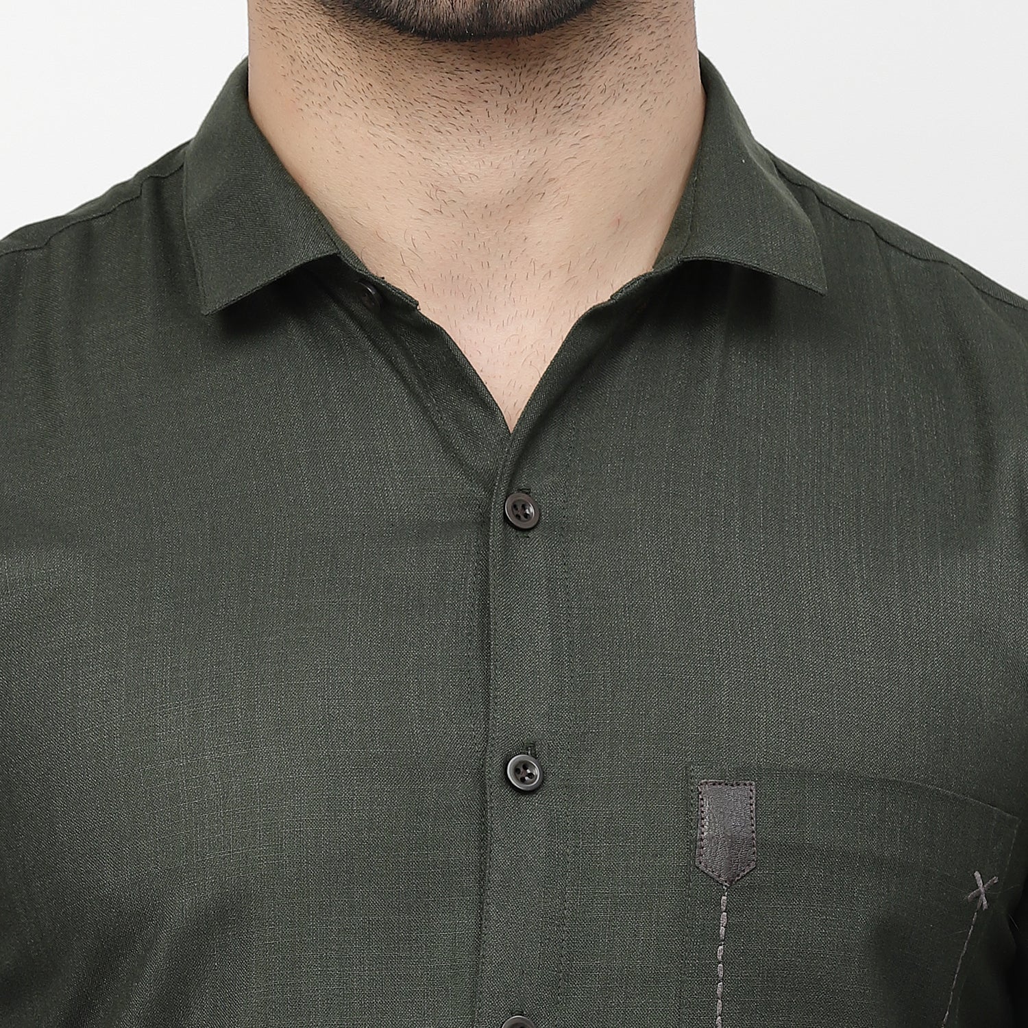 Linen Shirt With Pocket Details & Leather Patch, shirts for men, men shirts, designer shirts, stylish shirts, shirt design