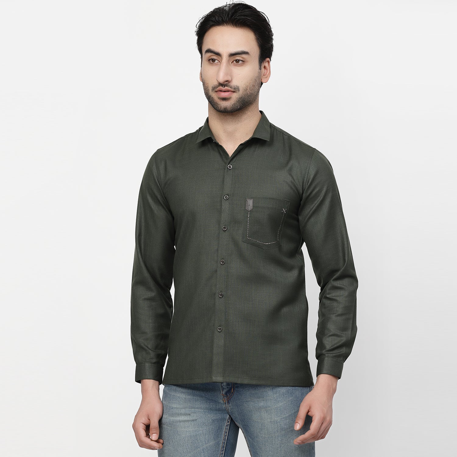 Linen Shirt With Pocket Details & Leather Patch, shirts for men, men shirts, designer shirts, stylish shirts, shirt design