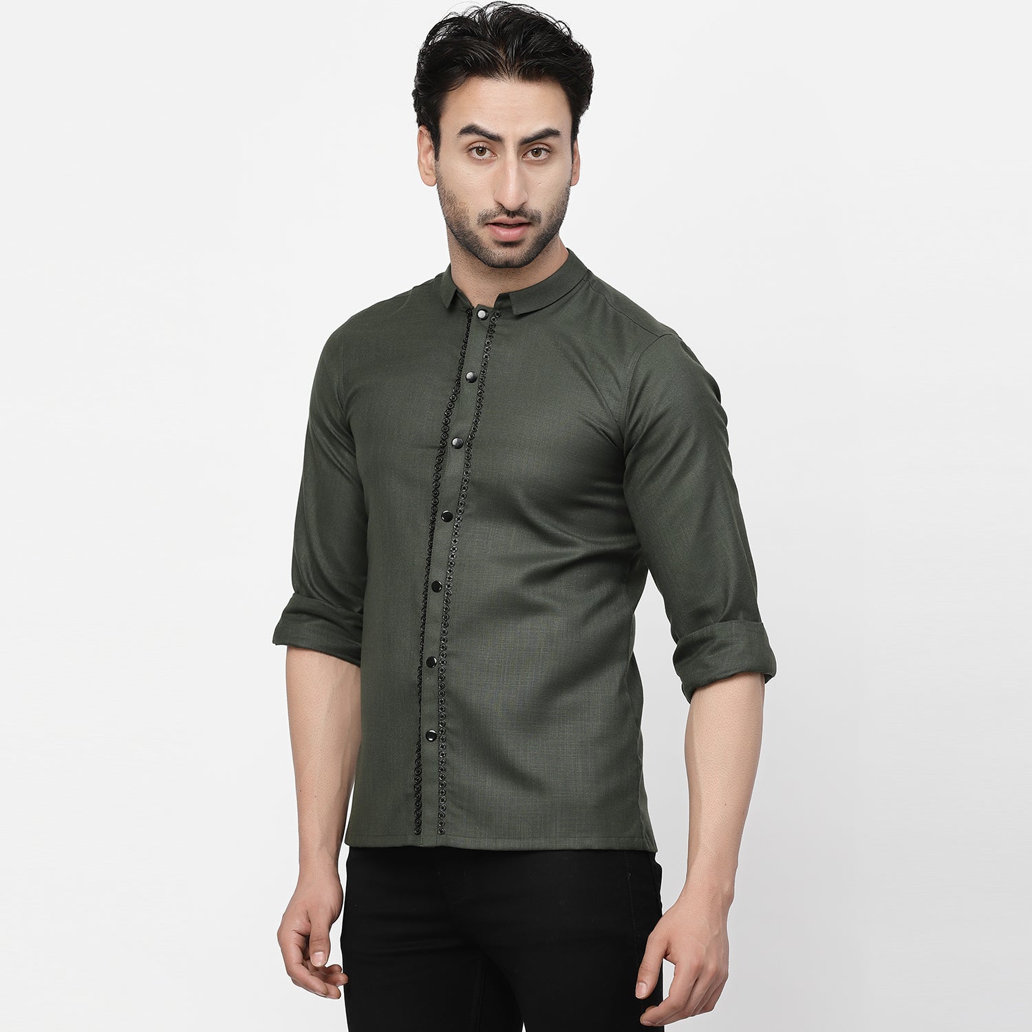 Linen Shirt With Tich Button Embroidery, shirts for men, men shirts, designer shirts, stylish shirts, shirt design
