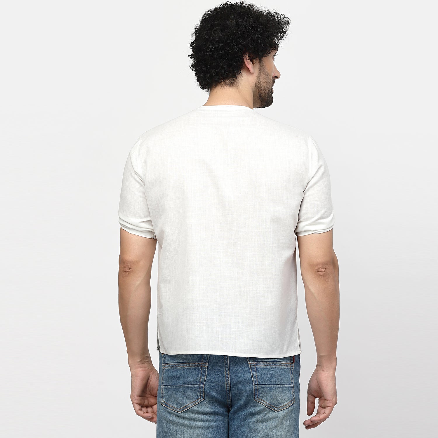 Linen Short Kurta With Nest Embroidery, men kurta ,designer kurta, Kurta design, kurta designs for men, men wear