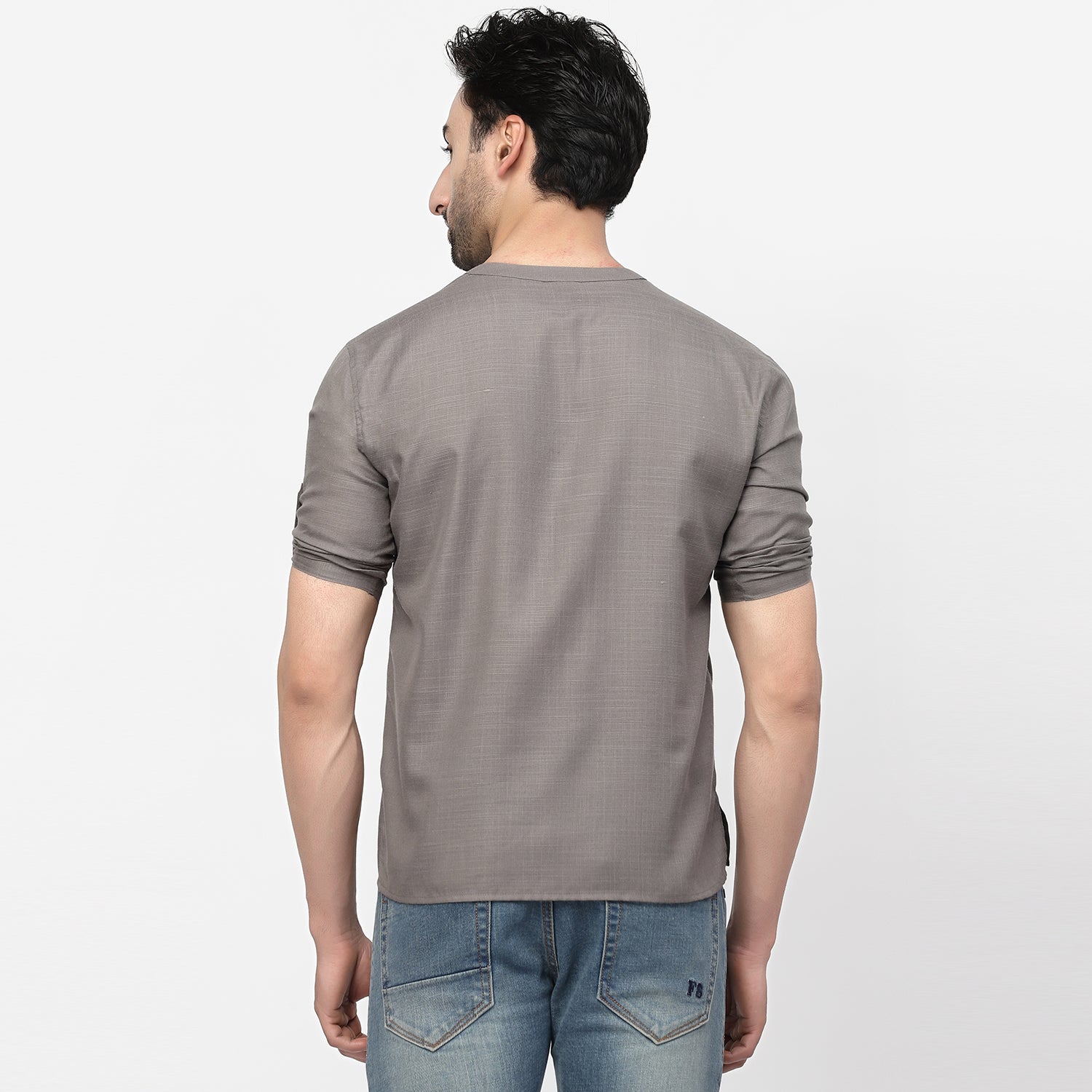 Linen Short Kurta With Nest Embroidery, men kurta ,designer kurta, Kurta design, kurta designs for men, men wear